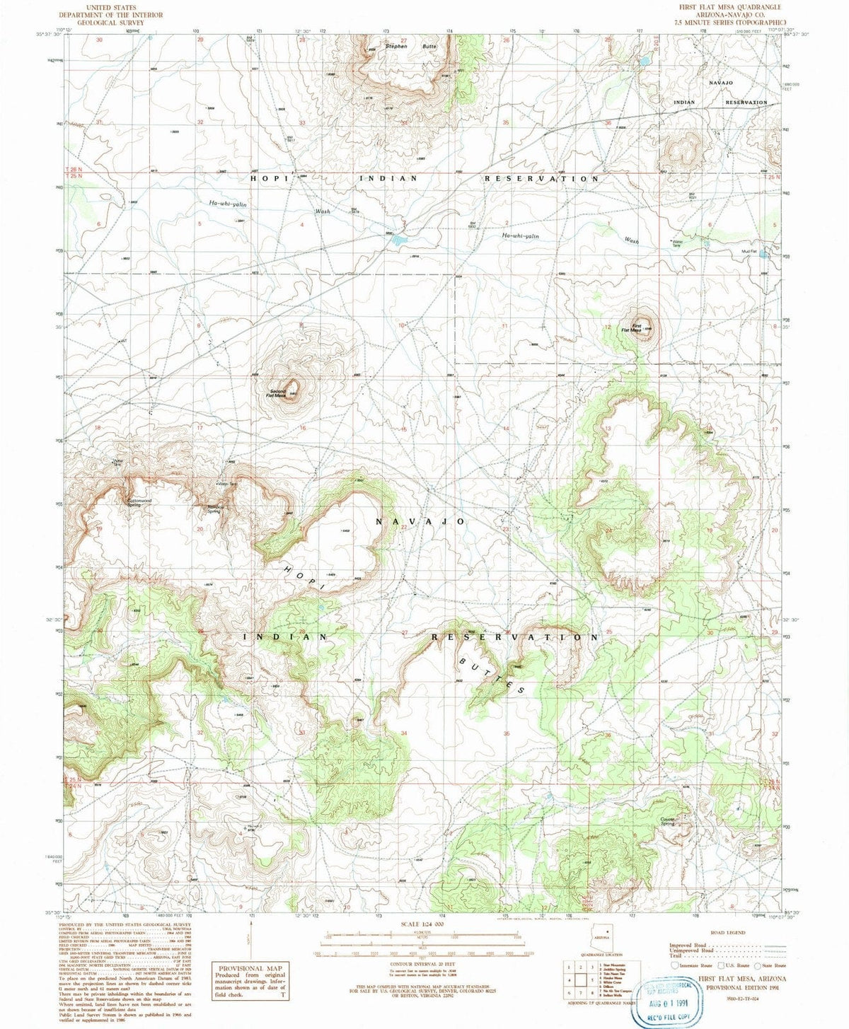 1991 First Flat Mesa, AZ - Arizona - USGS Topographic Map
