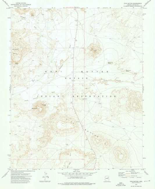 1972 Five Buttes, AZ - Arizona - USGS Topographic Map