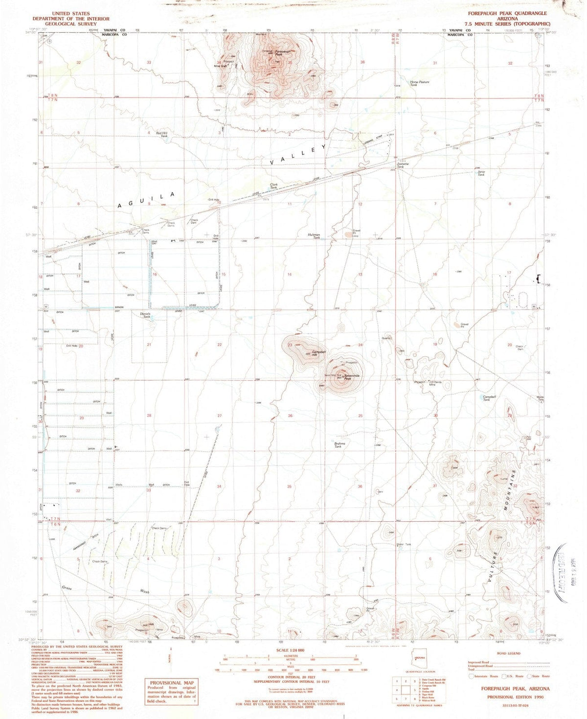 1990 Forepaugh Peak, AZ - Arizona - USGS Topographic Map