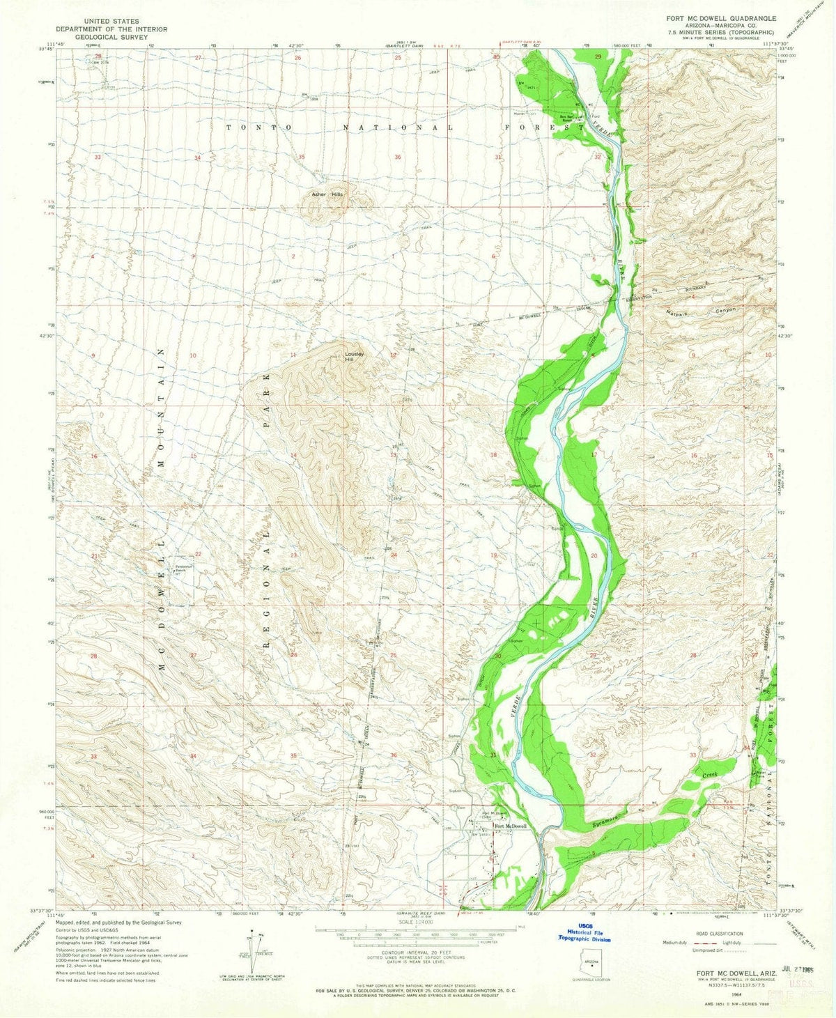 1964 Fort McDowell, AZ - Arizona - USGS Topographic Map
