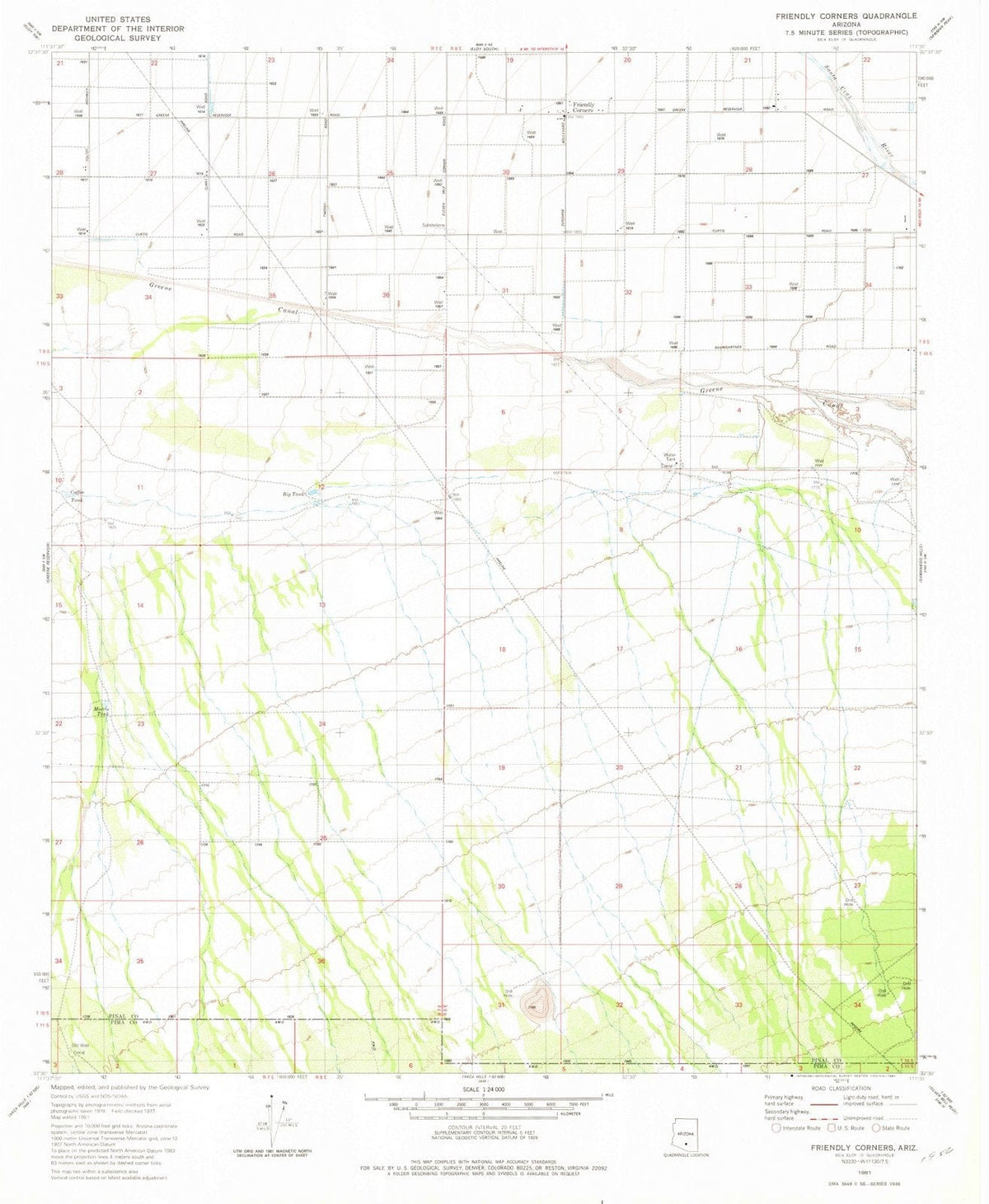 1981 Friendly Corners, AZ - Arizona - USGS Topographic Map