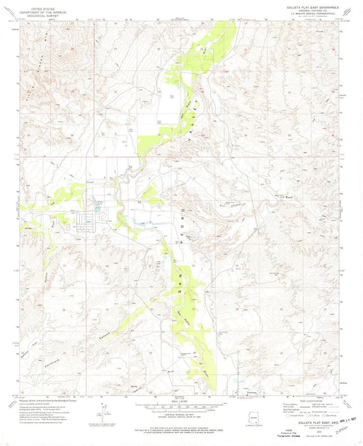 1973 Galleta Flat East, AZ - Arizona - USGS Topographic Map