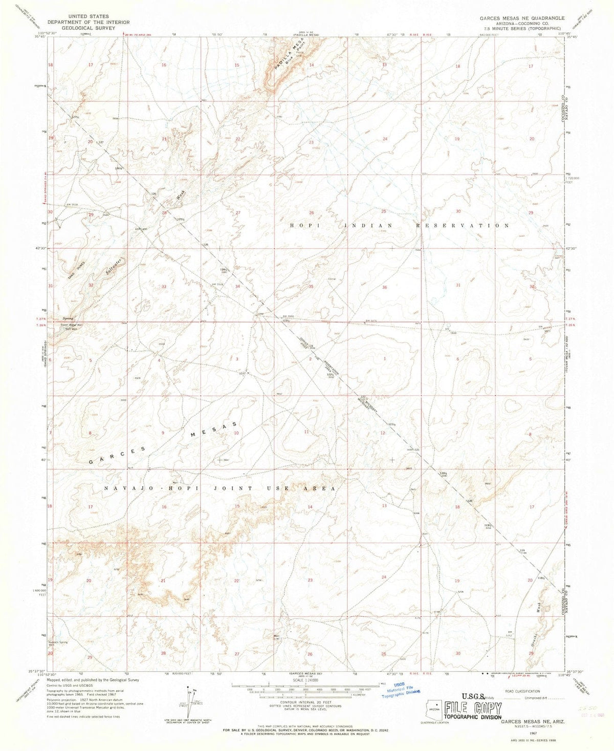 1967 Garces Mesas, AZ - Arizona - USGS Topographic Map
