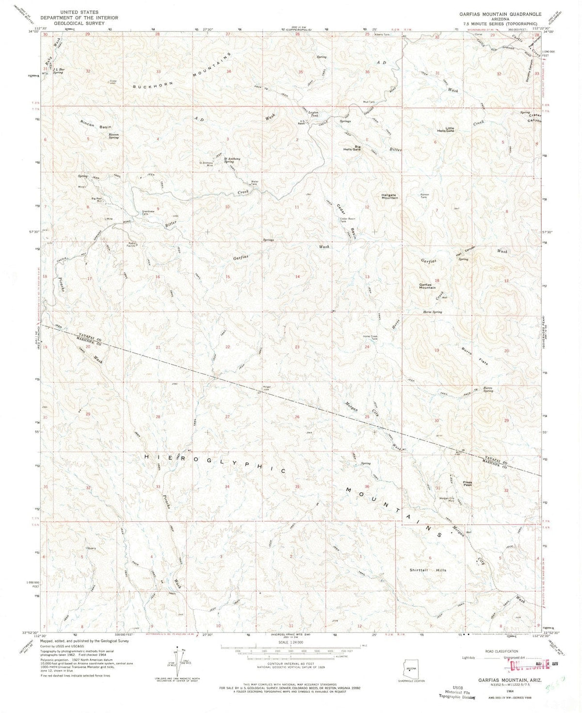 1964 Garfias Mountain, AZ - Arizona - USGS Topographic Map
