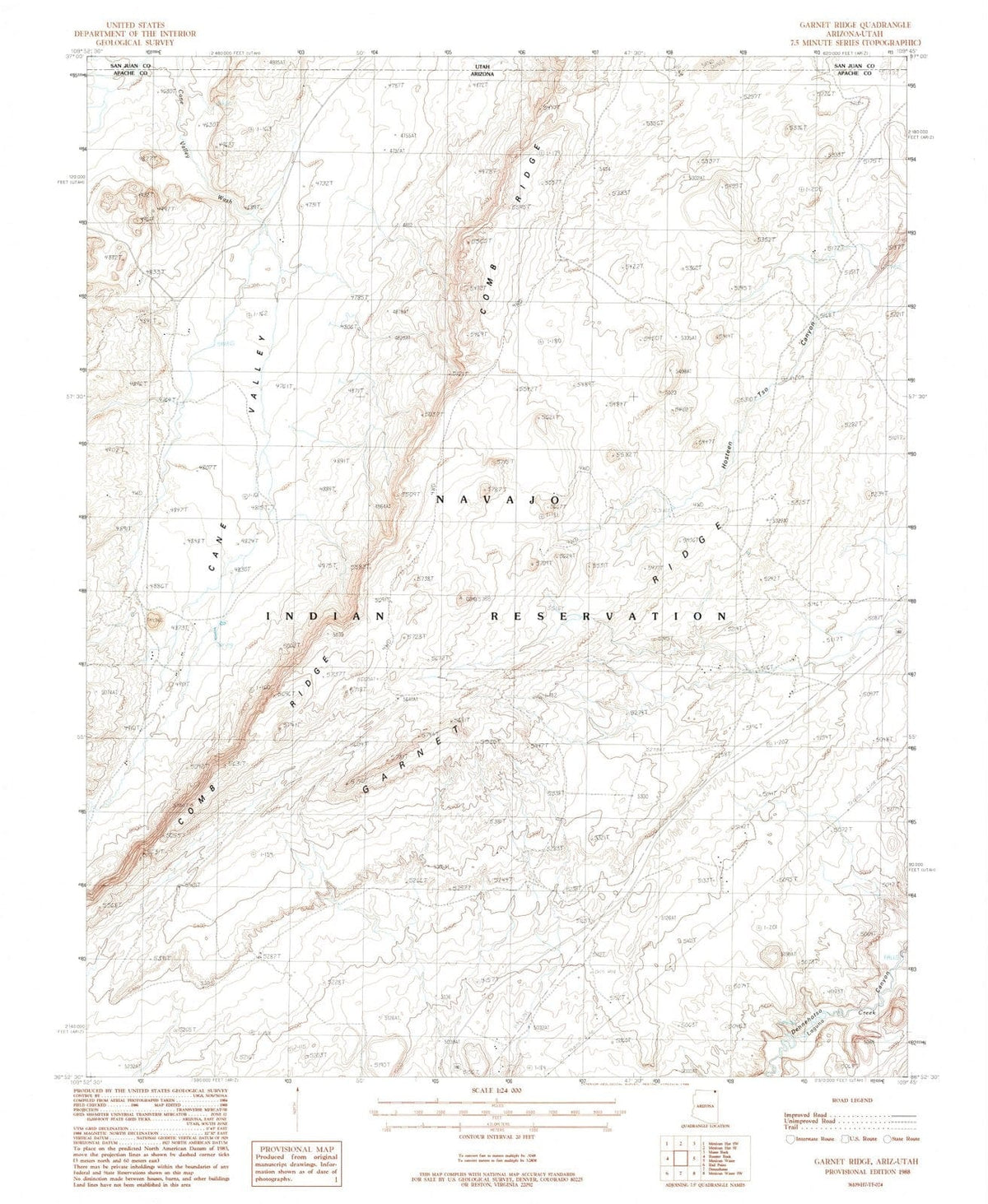 1988 Garnet Ridge, AZ - Arizona - USGS Topographic Map