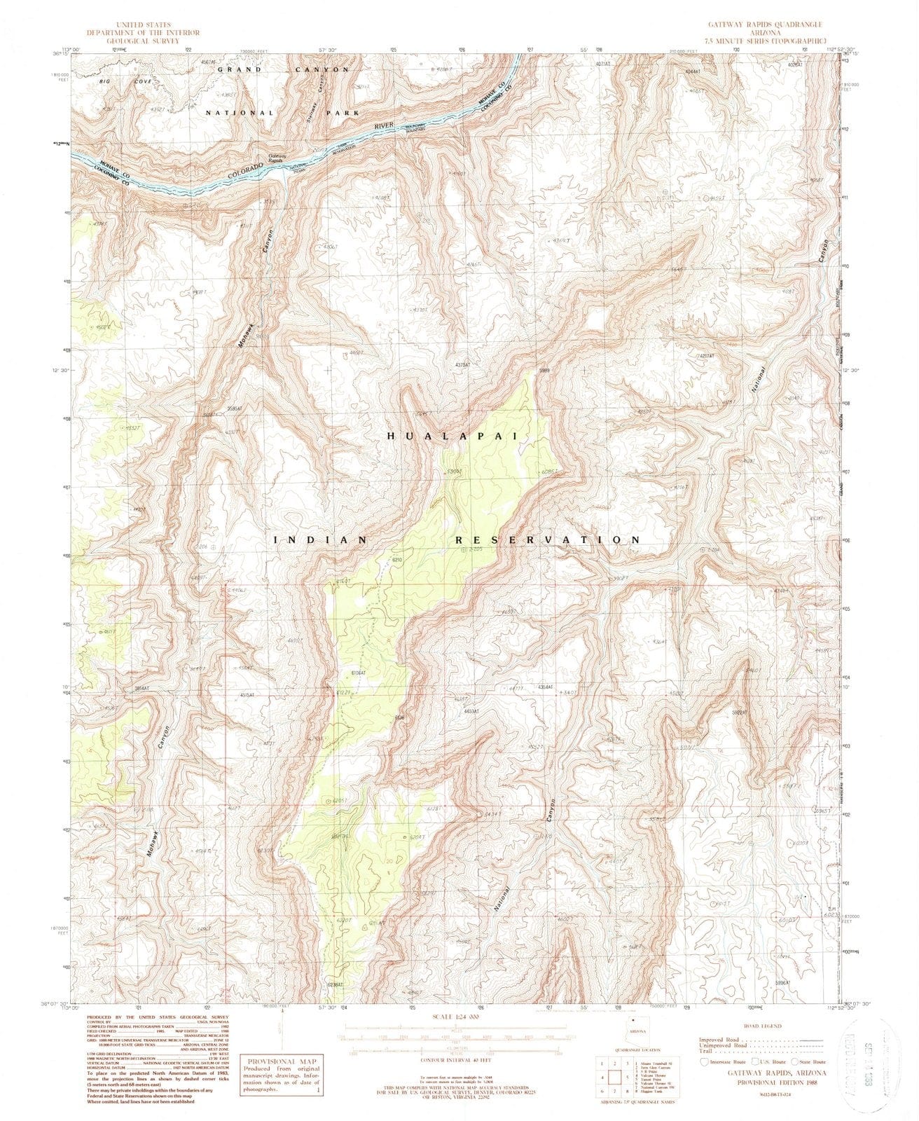 1988 Gateway Rapids, AZ - Arizona - USGS Topographic Map