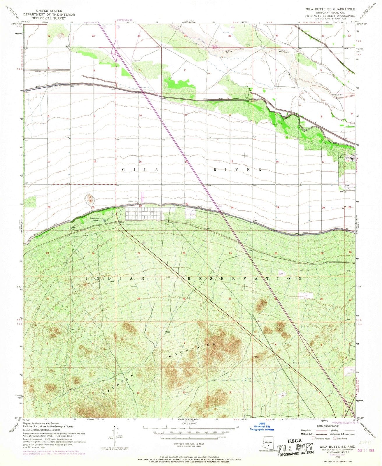 1952 Gila Butte, AZ - Arizona - USGS Topographic Map v2