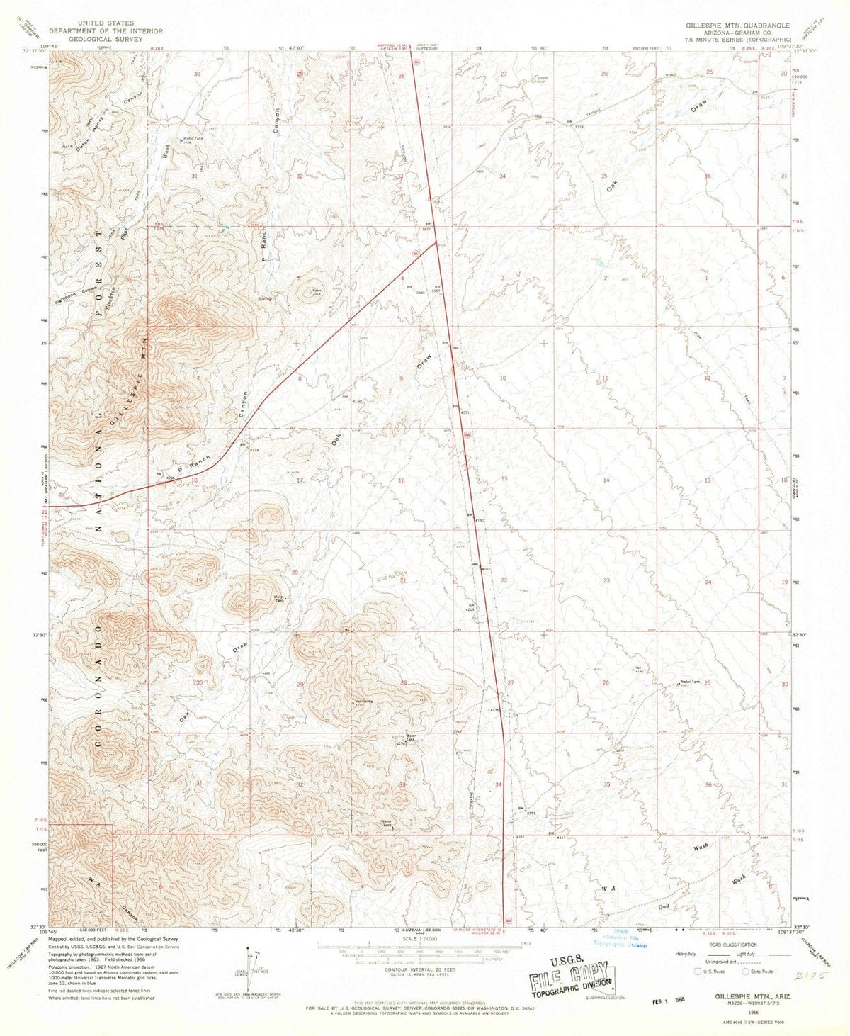 1966 Gillespie MTN, AZ - Arizona - USGS Topographic Map