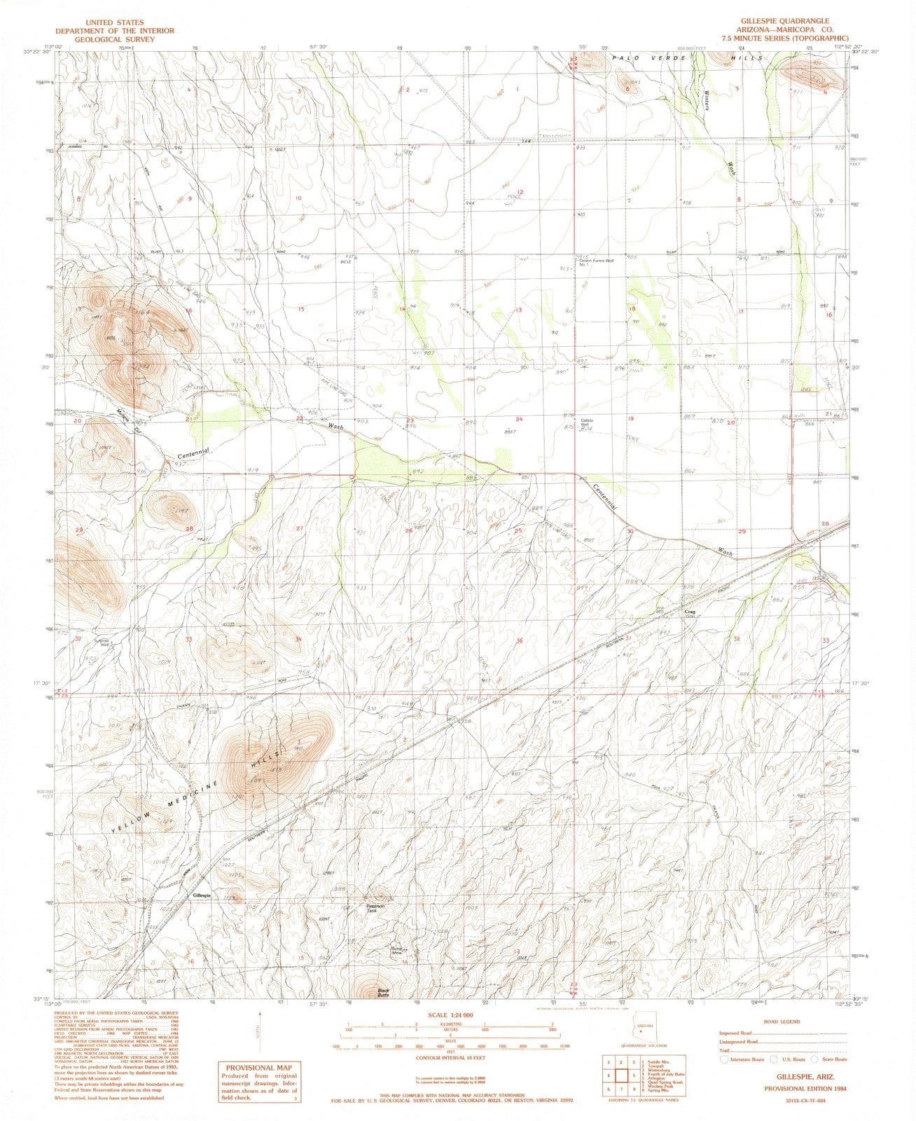 1984 Gillespie, AZ - Arizona - USGS Topographic Map