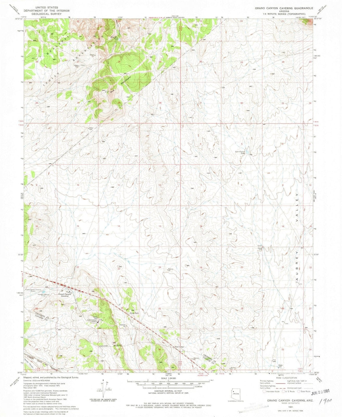 1981 Grand Canyon Caverns, AZ - Arizona - USGS Topographic Map