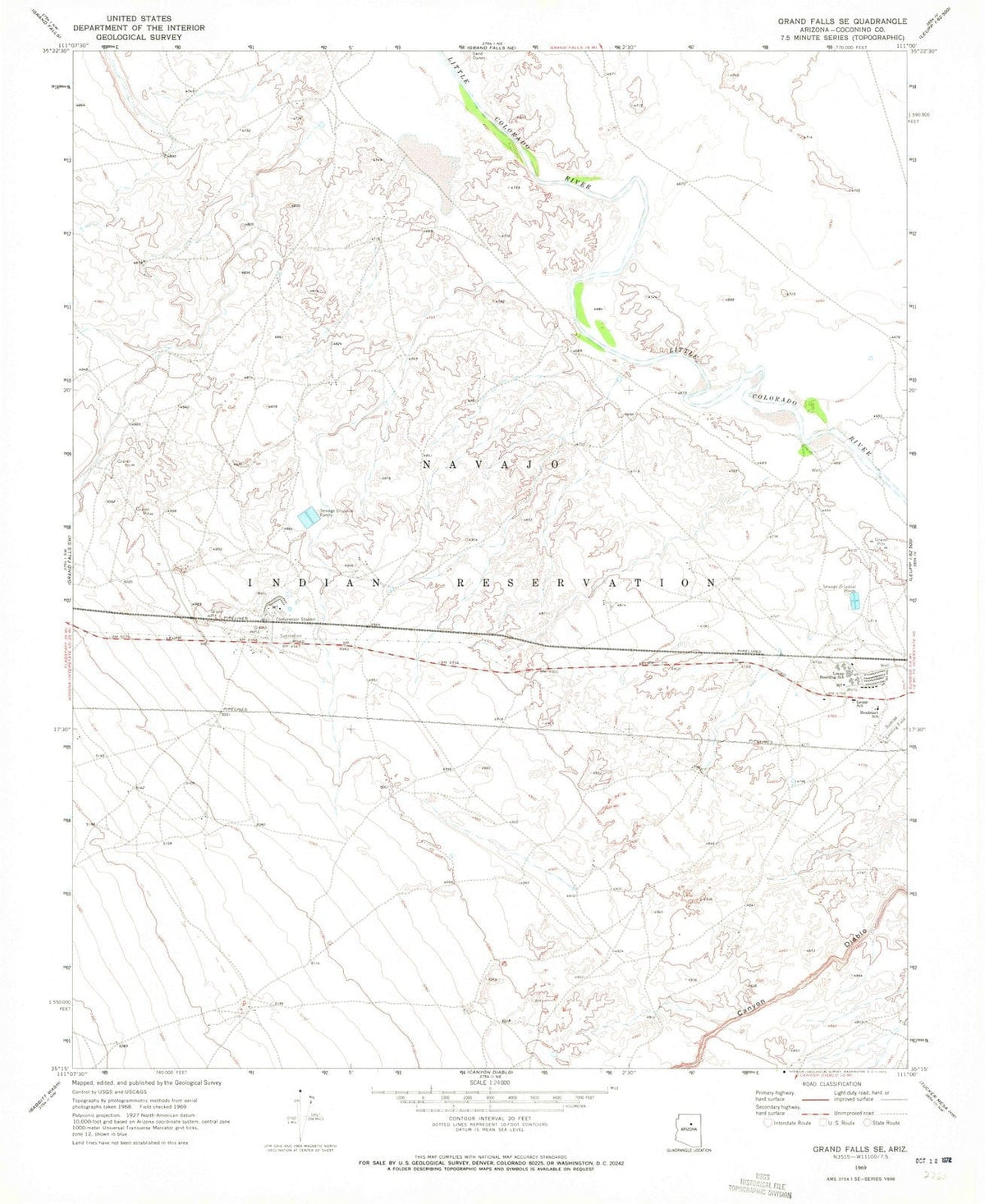 1969 Grand Falls, AZ - Arizona - USGS Topographic Map