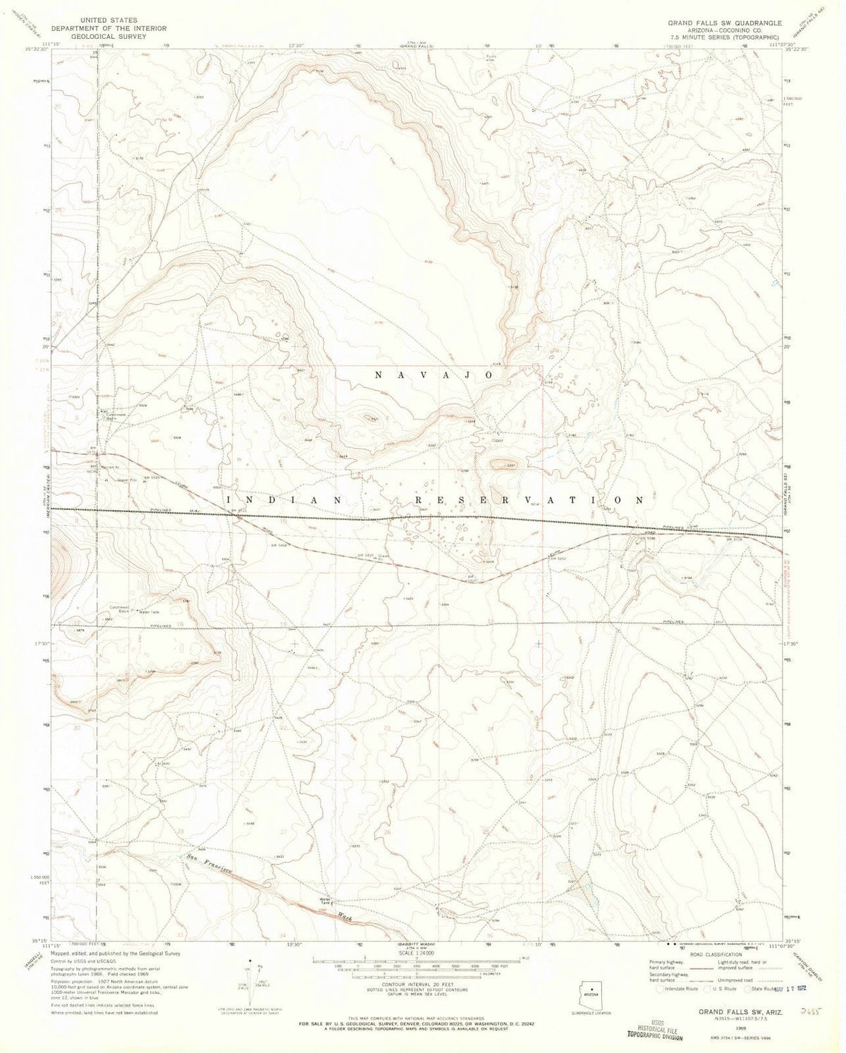 1969 Grand Falls, AZ - Arizona - USGS Topographic Map v2