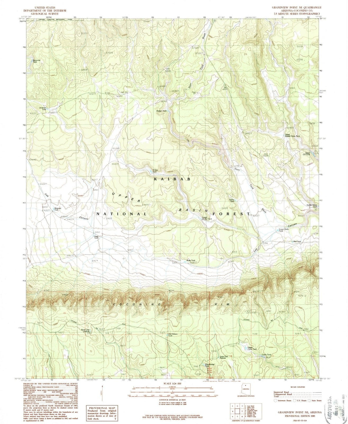 1989 Grandview Point, AZ - Arizona - USGS Topographic Map