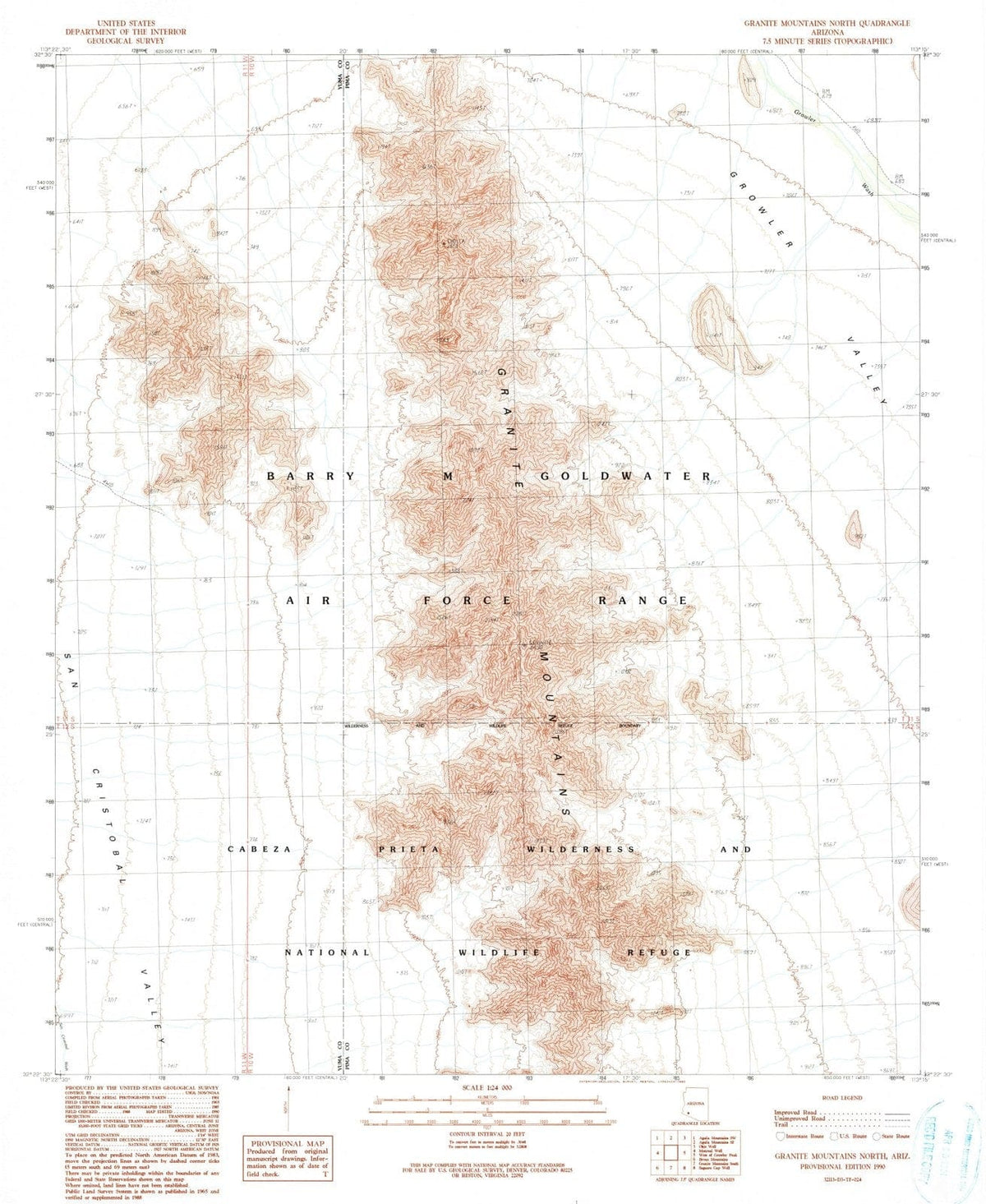 1990 Granite Mountains North, AZ - Arizona - USGS Topographic Map