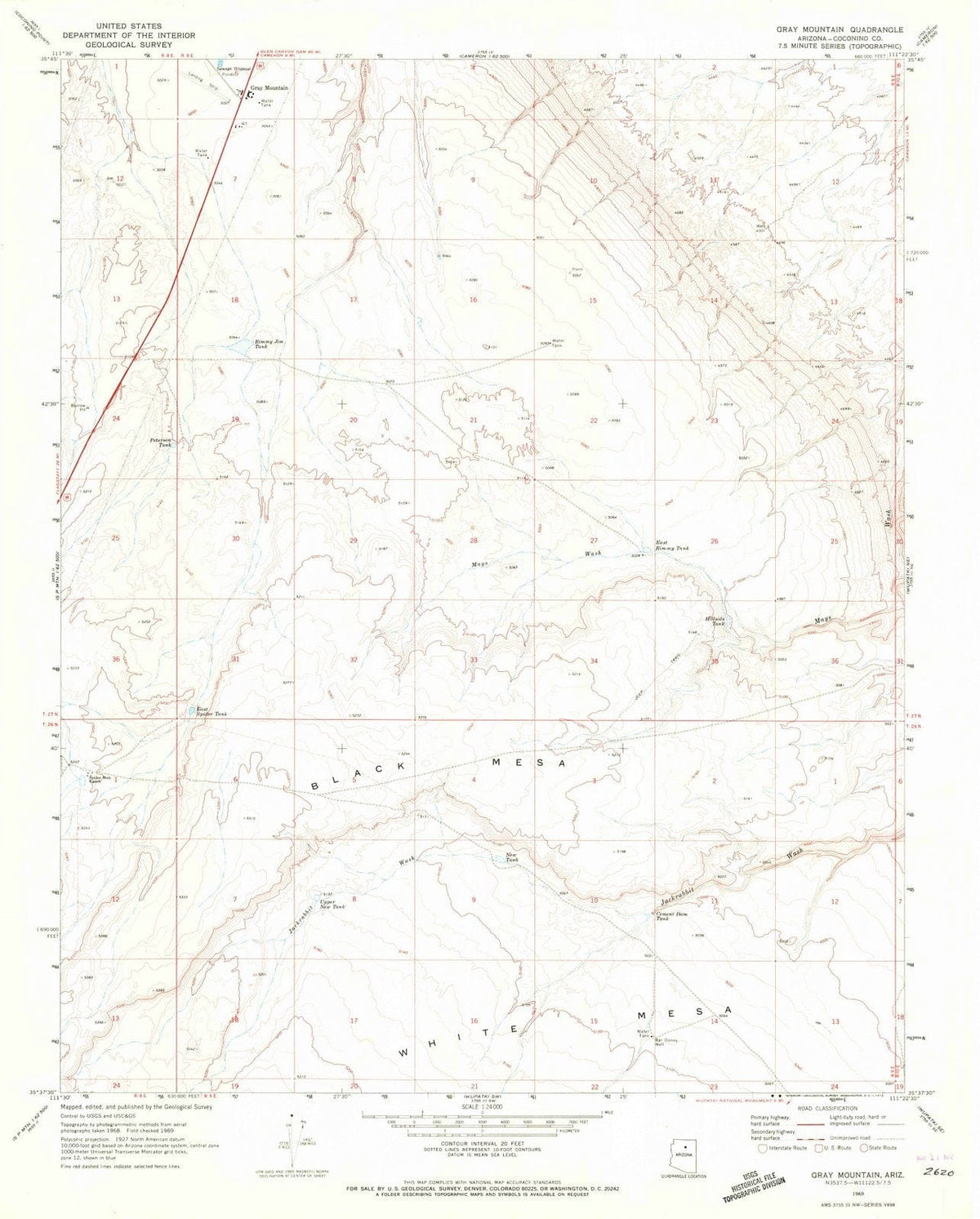 1969 Gray Mountain, AZ - Arizona - USGS Topographic Map
