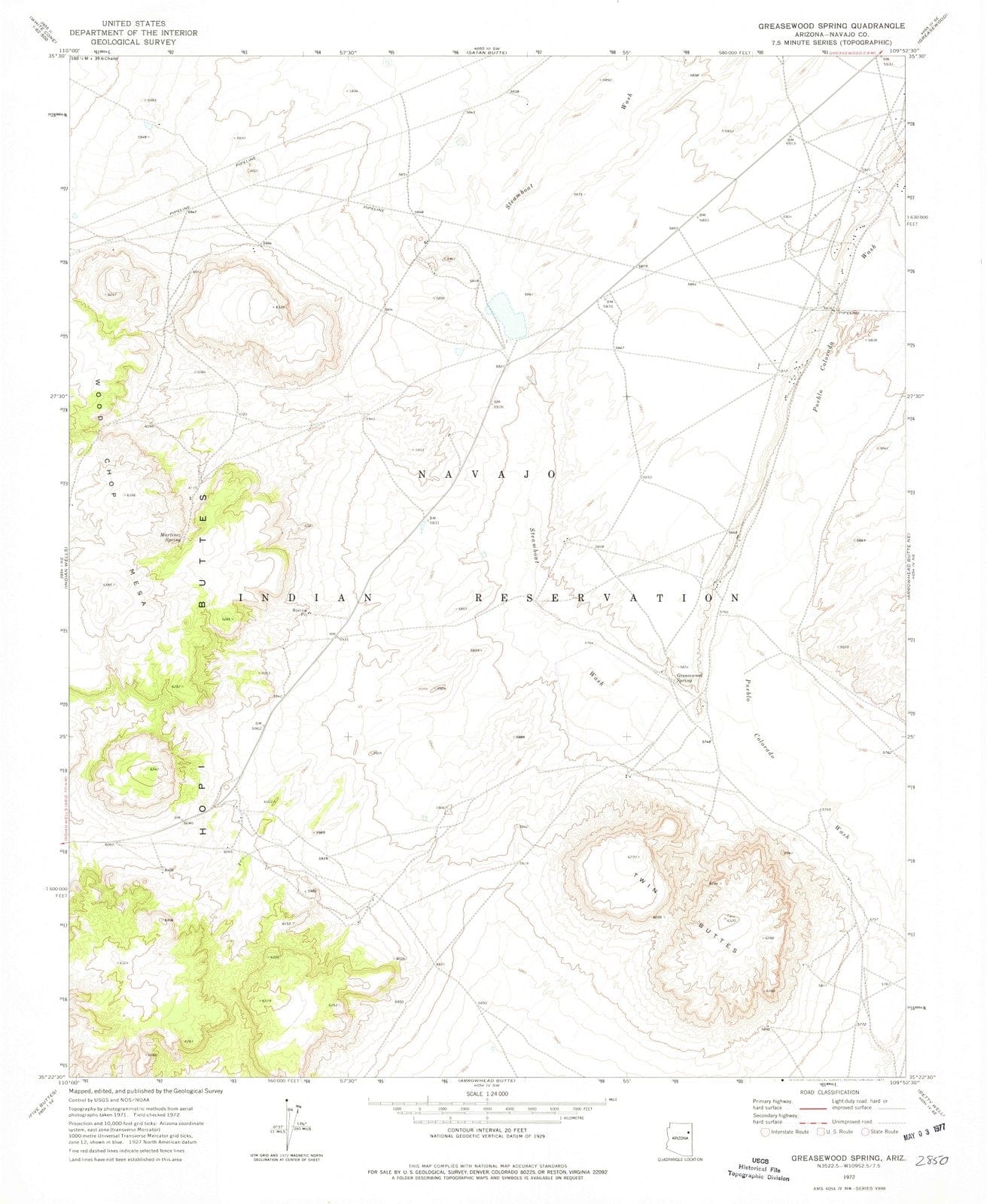 1972 Greasewood Spring, AZ - Arizona - USGS Topographic Map