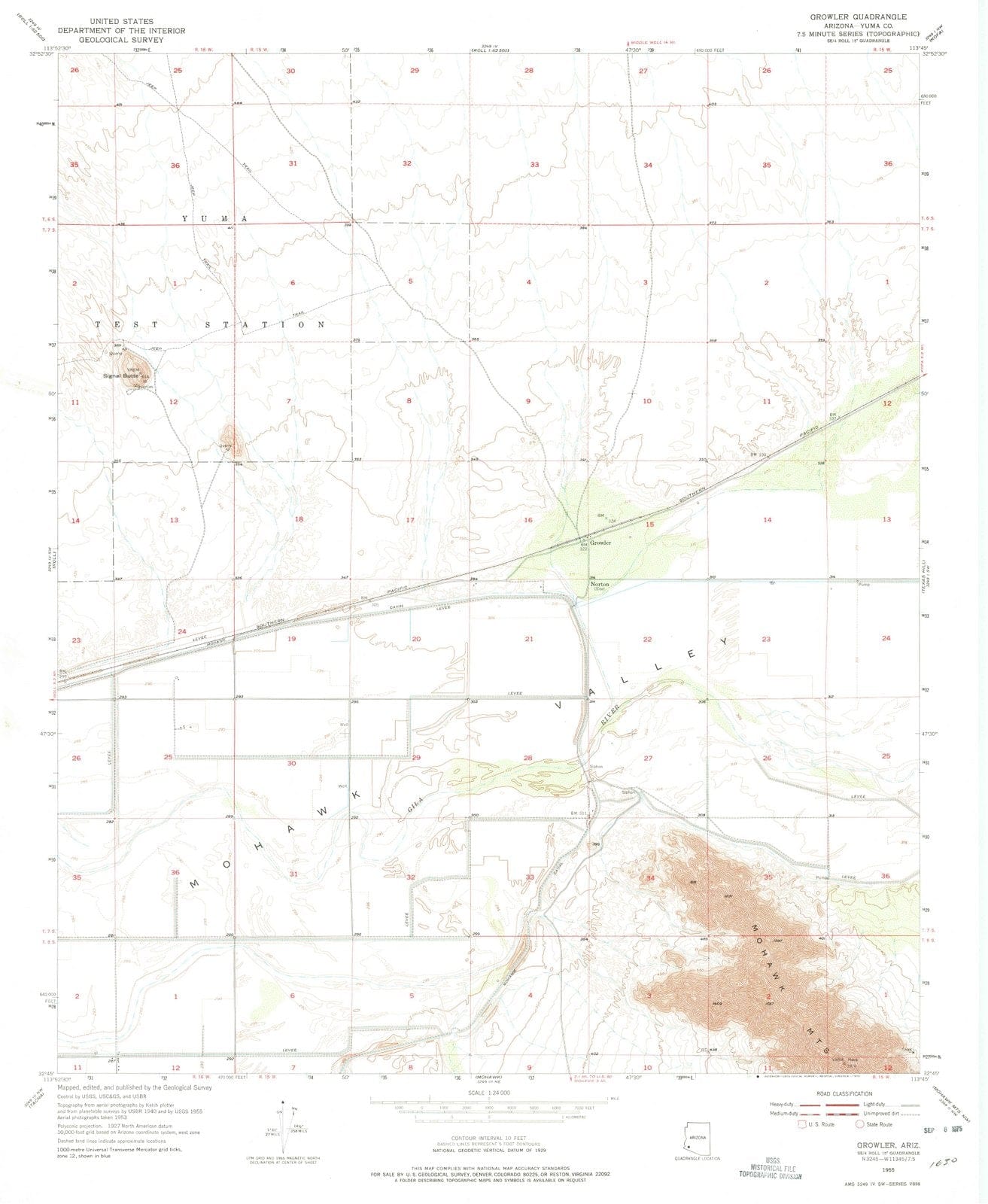 1955 Growler, AZ - Arizona - USGS Topographic Map