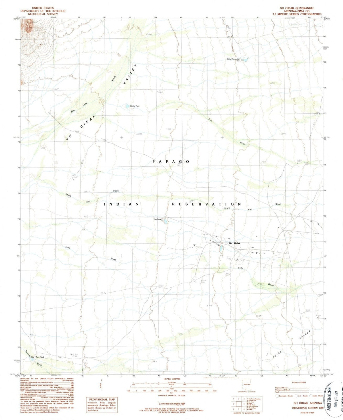 1988 Gu Oidak, AZ - Arizona - USGS Topographic Map