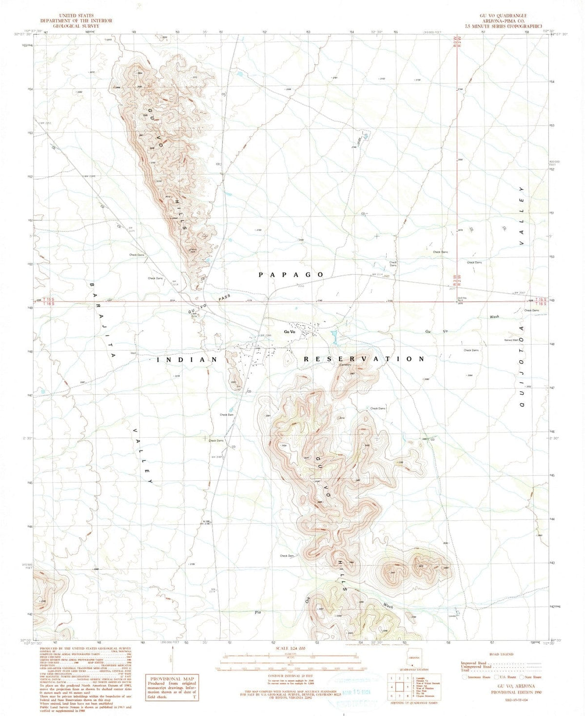 1990 Gu Vo, AZ - Arizona - USGS Topographic Map