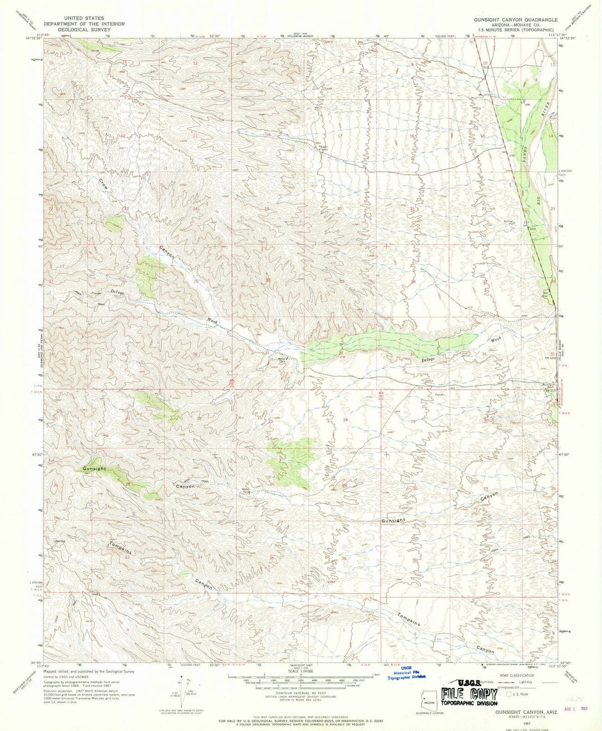 1967 Gunsight Canyon, AZ - Arizona - USGS Topographic Map