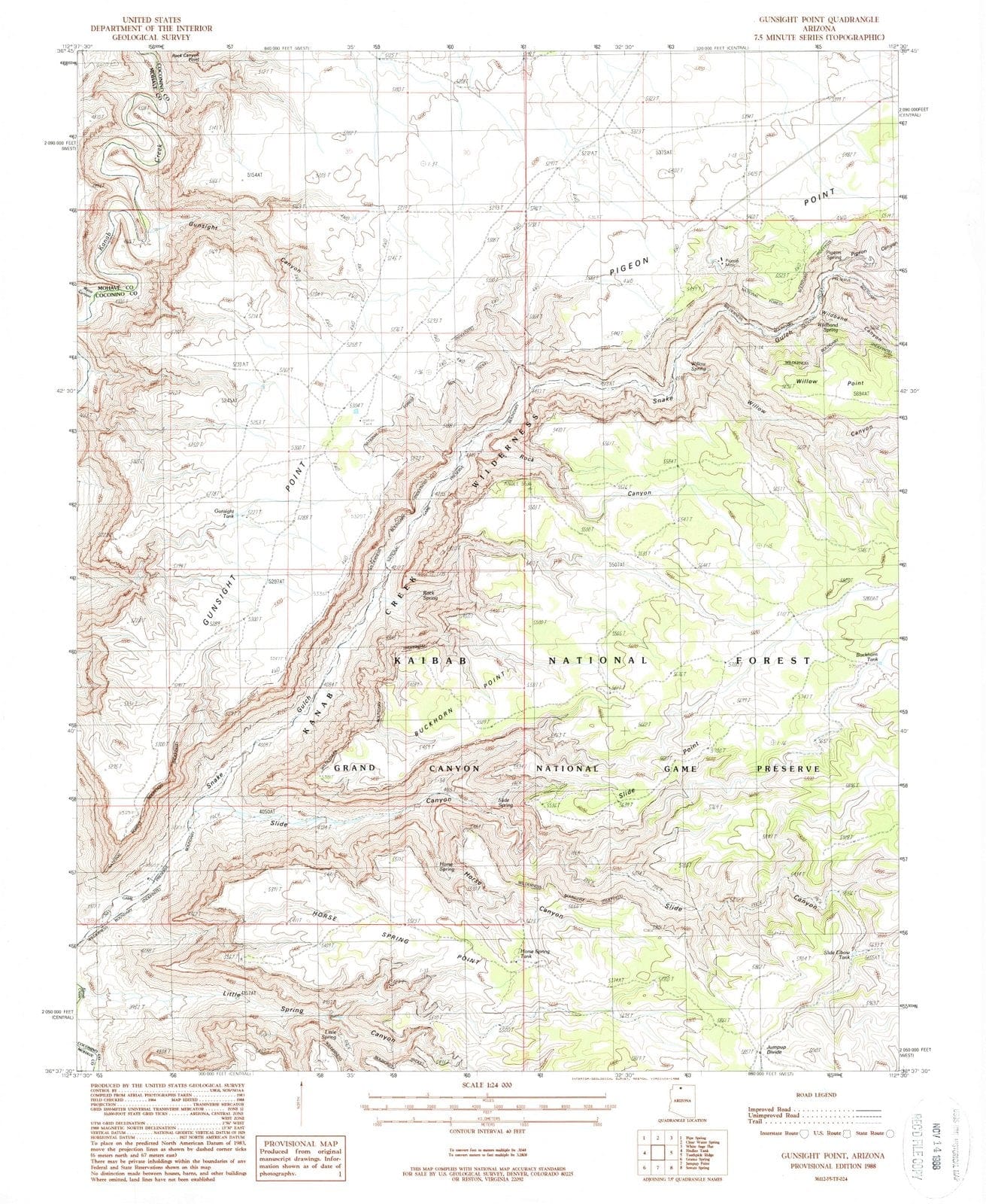 1988 Gunsight Point, AZ - Arizona - USGS Topographic Map