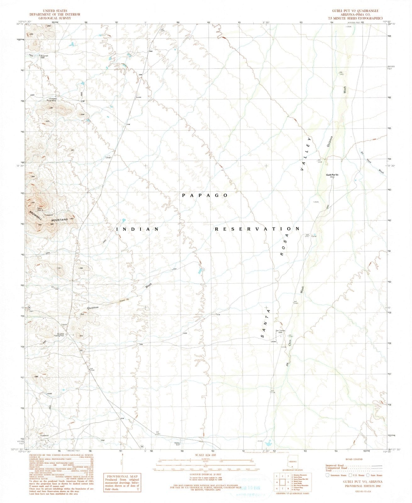 1990 Gurli Put Vo, AZ - Arizona - USGS Topographic Map