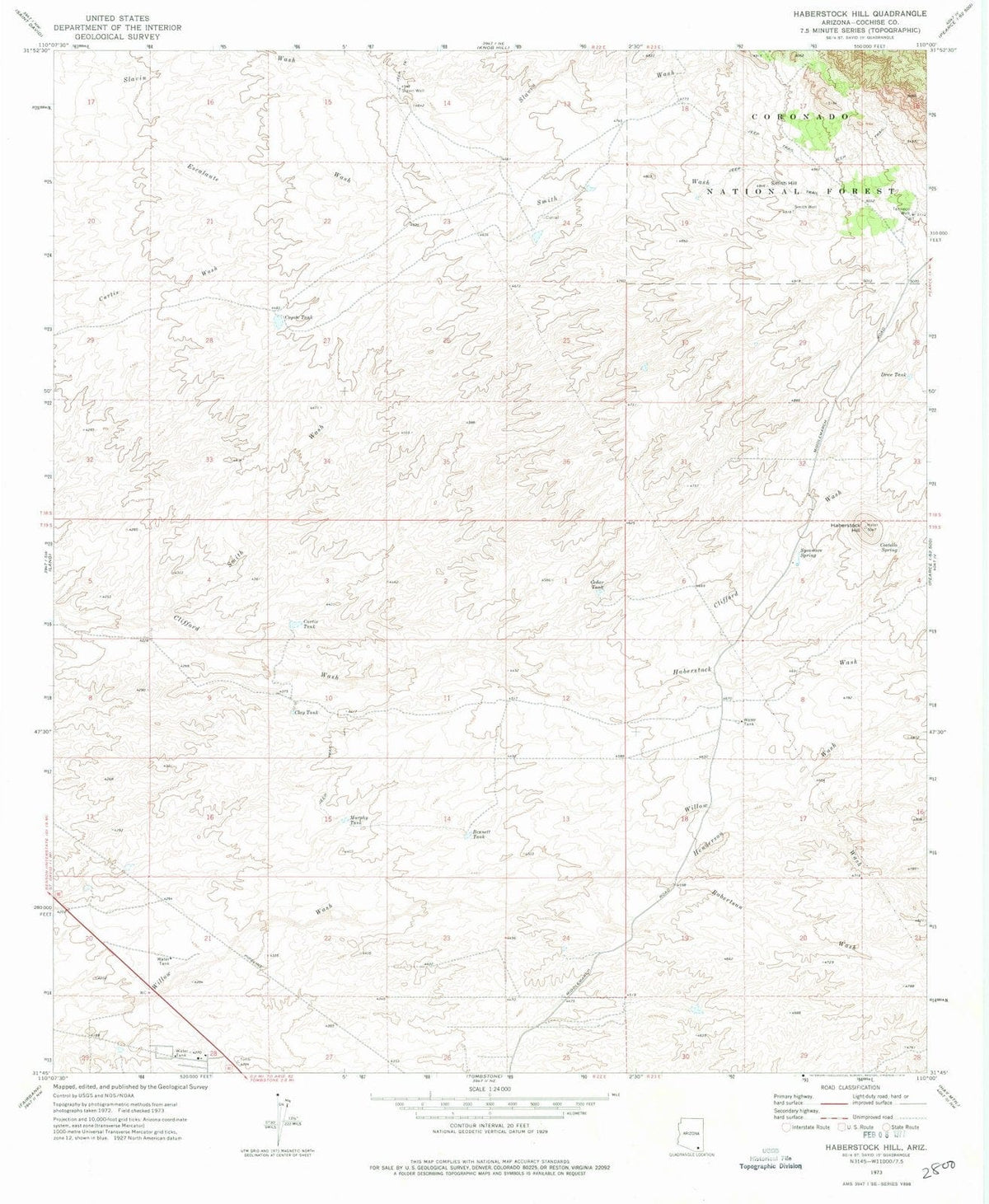 1973 Haberstock Hill, AZ - Arizona - USGS Topographic Map