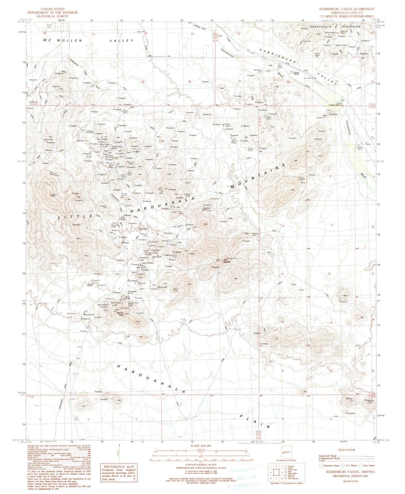 1990 Harrisburg Valley, AZ - Arizona - USGS Topographic Map