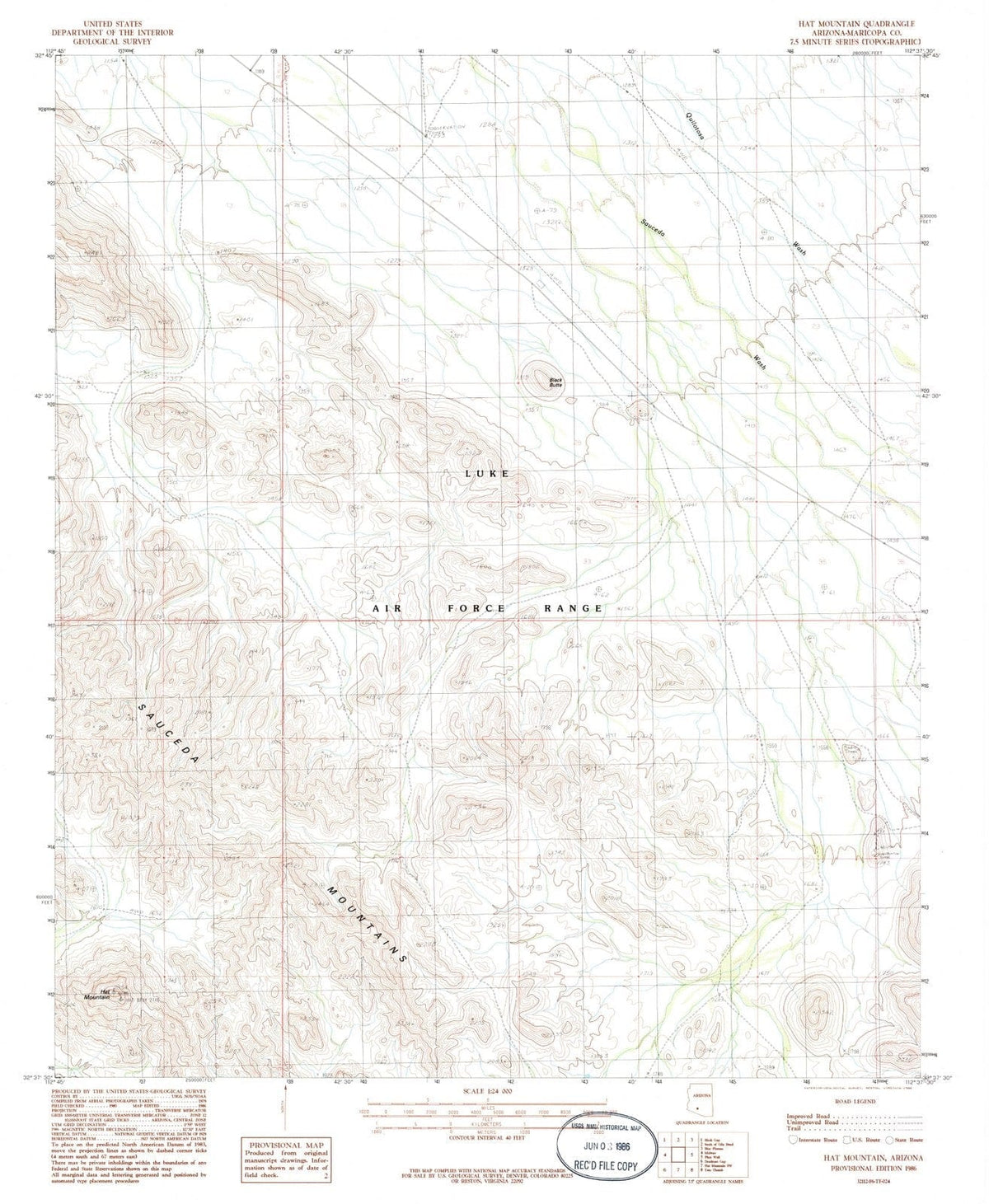 1986 Hat Mountain, AZ - Arizona - USGS Topographic Map v2