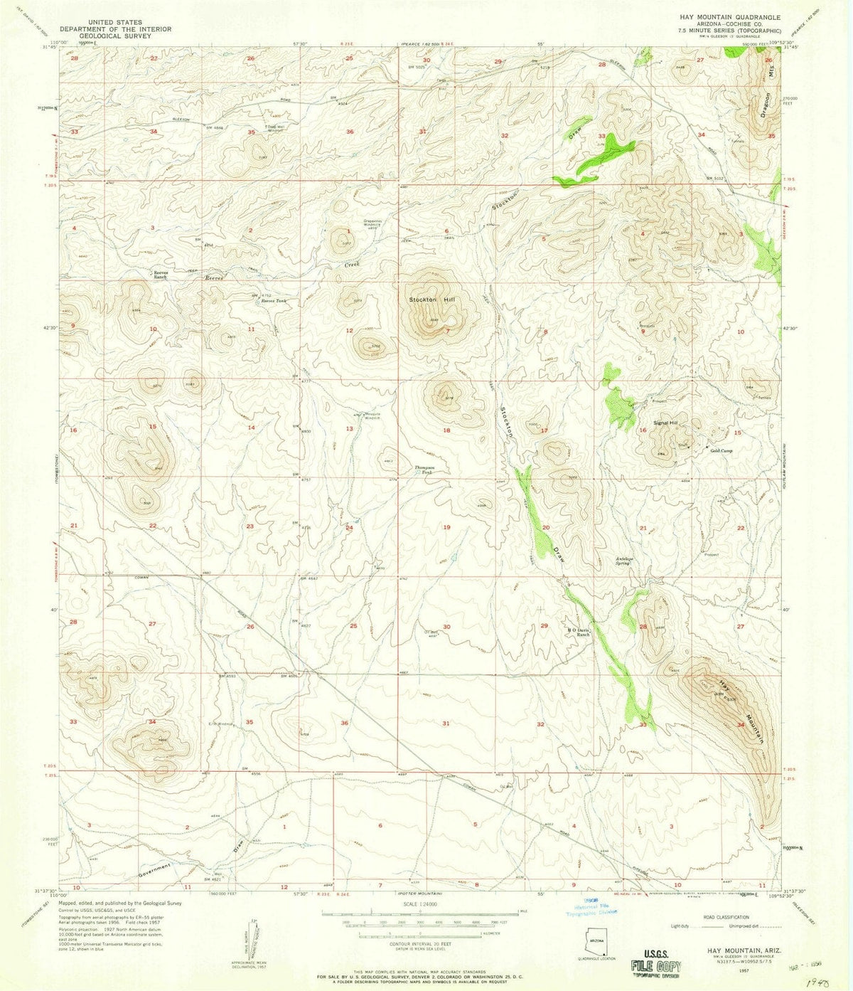 1957 Hay Mountain, AZ - Arizona - USGS Topographic Map
