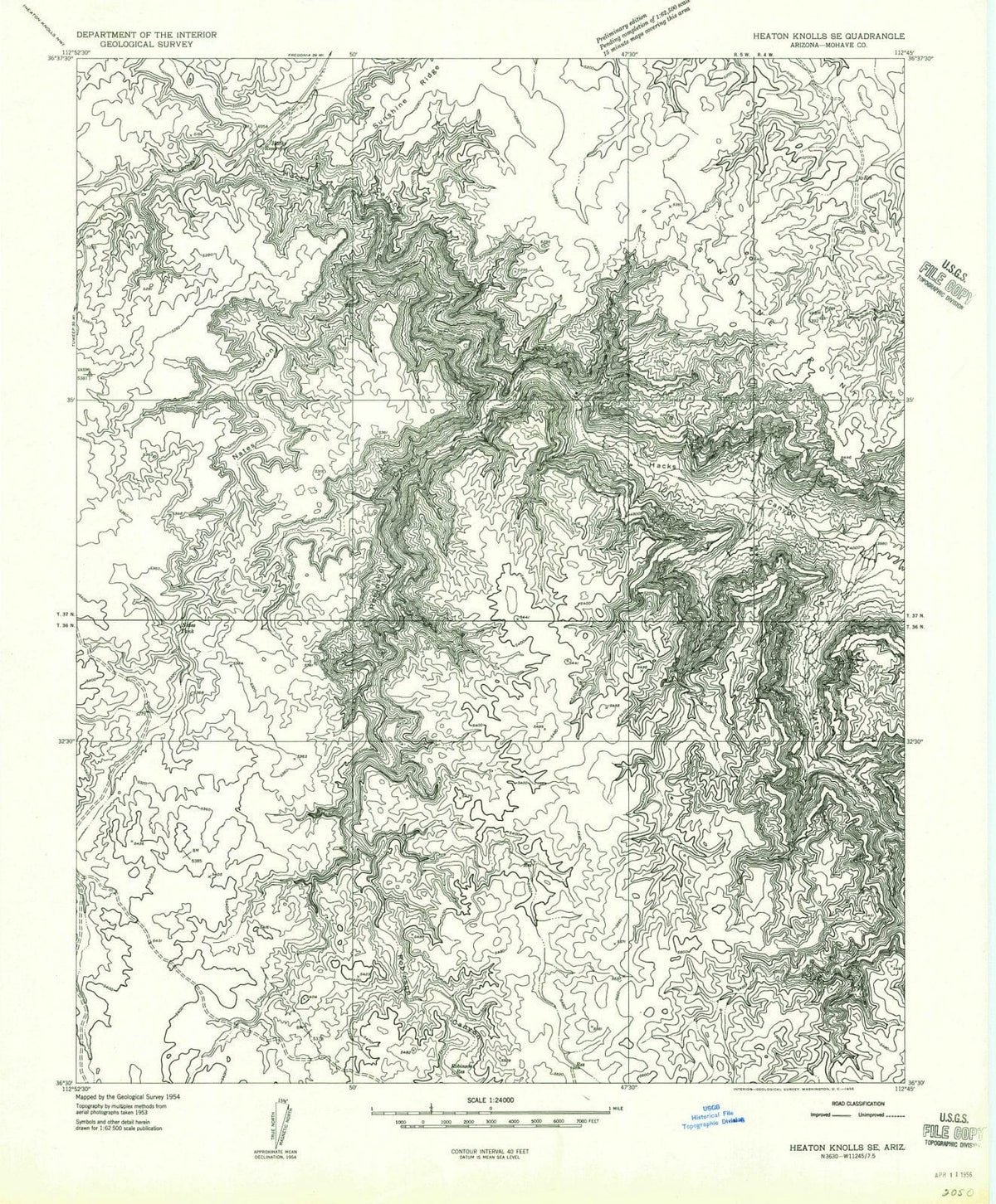1954 Heaton Knolls, AZ - Arizona - USGS Topographic Map v3