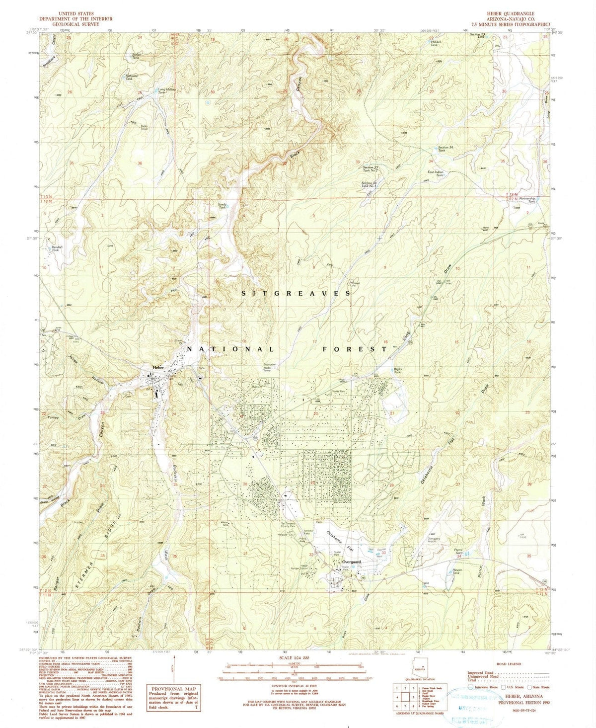 1990 Heber, AZ - Arizona - USGS Topographic Map