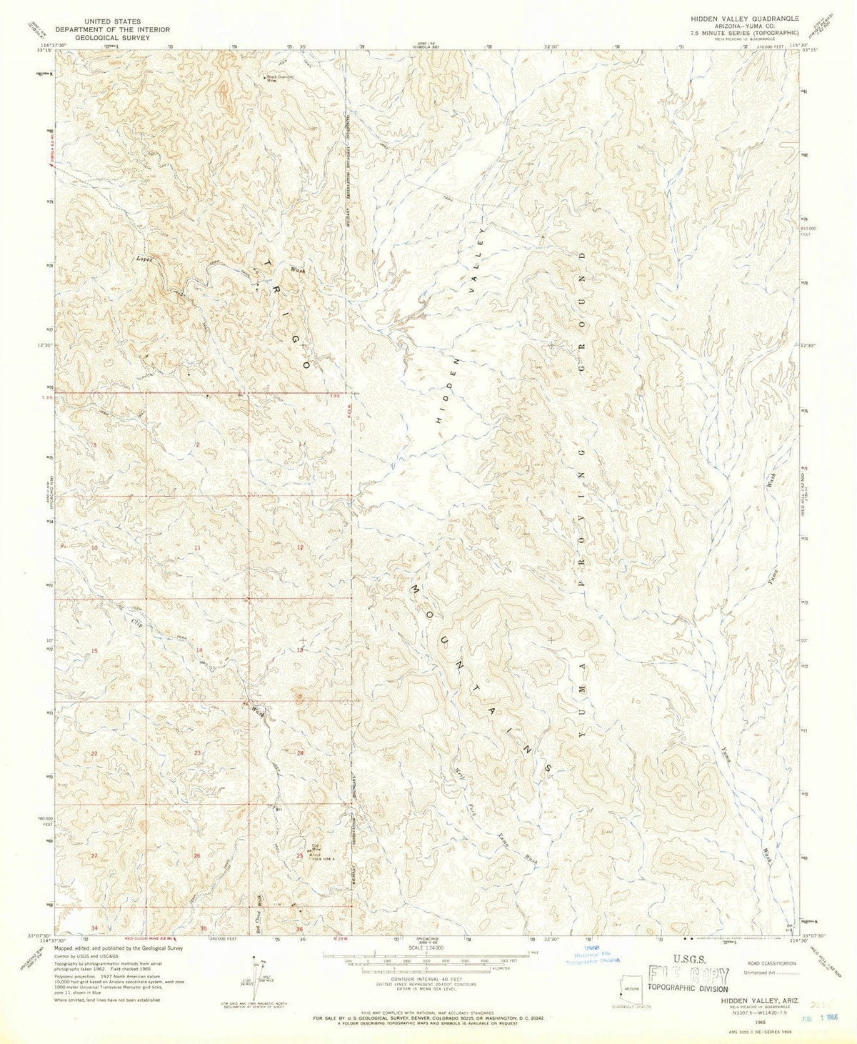 1965 Hidden Valley, AZ - Arizona - USGS Topographic Map