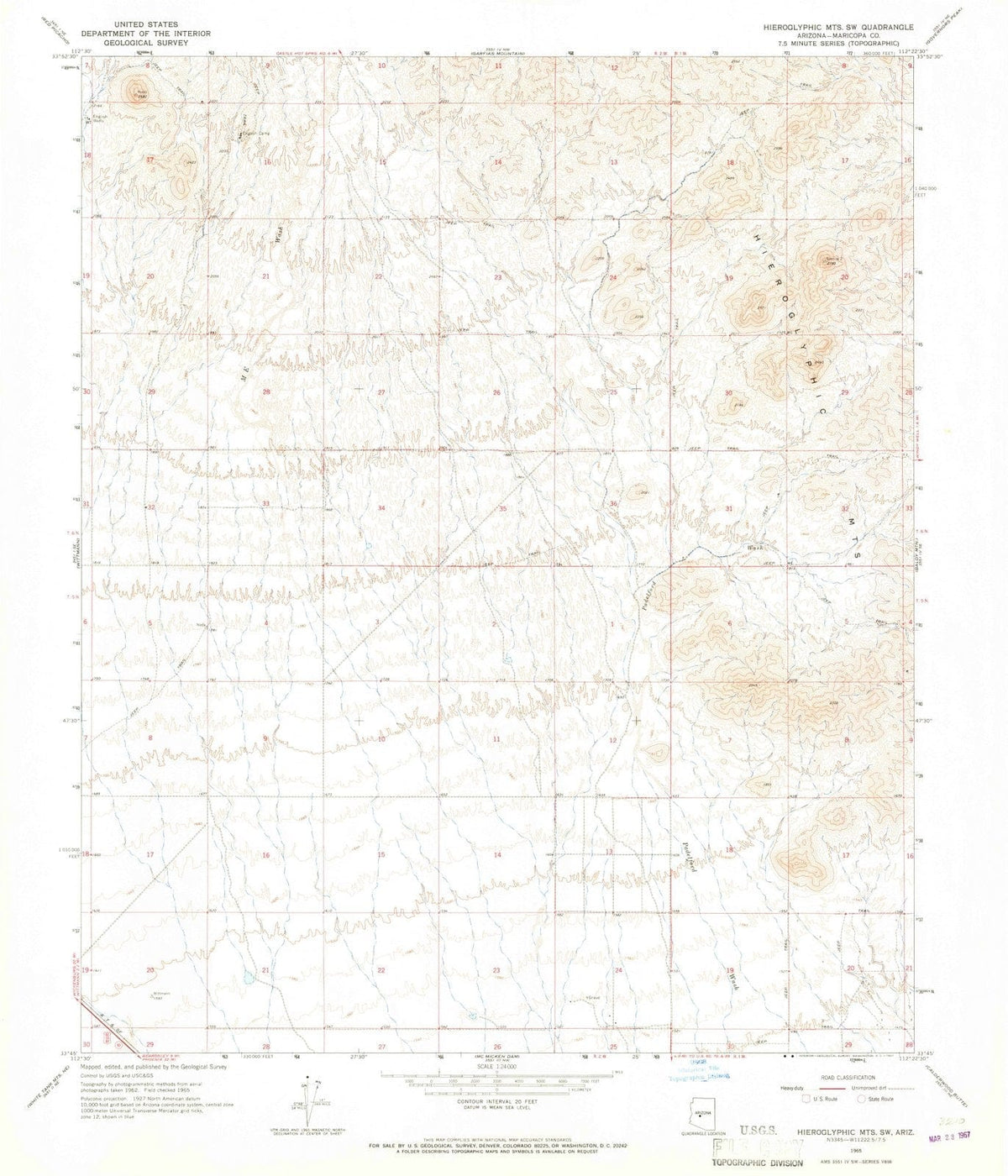 1965 Hieroglyphic MTS, AZ - Arizona - USGS Topographic Map v2