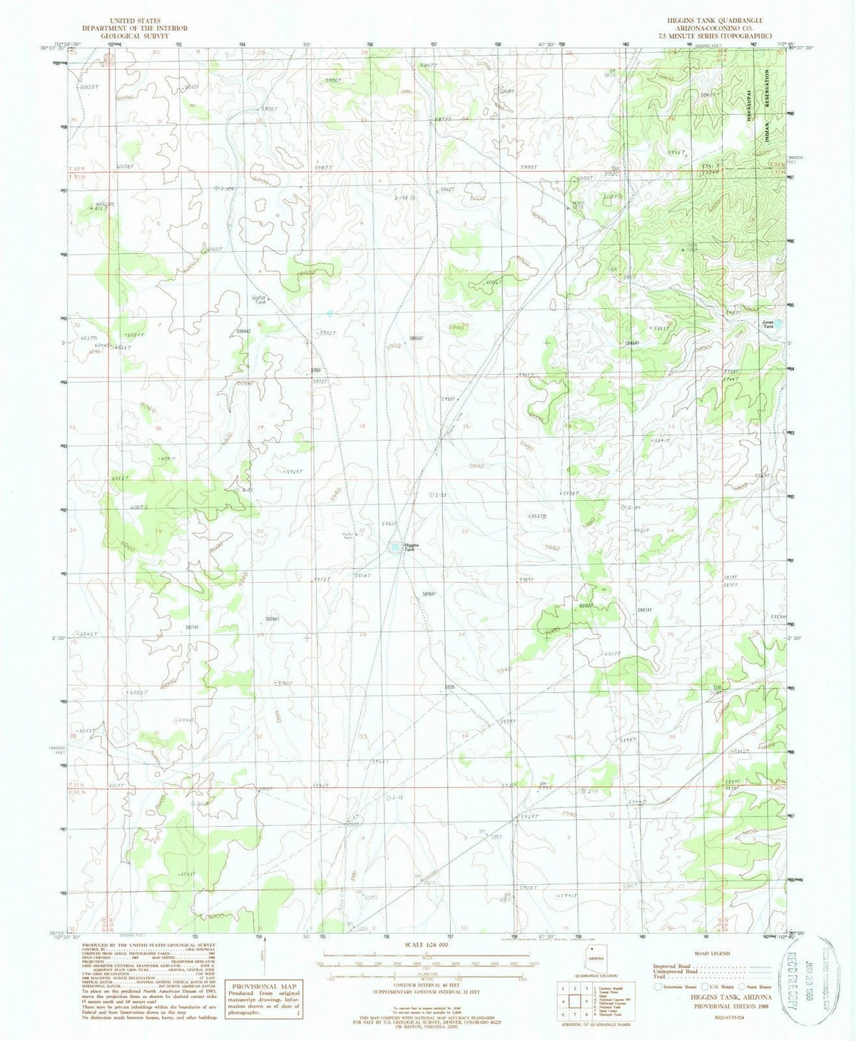 1988 Higgins Tank, AZ - Arizona - USGS Topographic Map