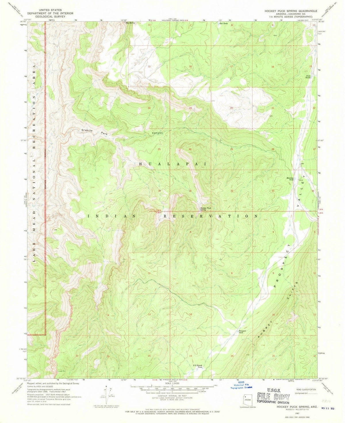 1967 Hockey Puck Spring, AZ - Arizona - USGS Topographic Map