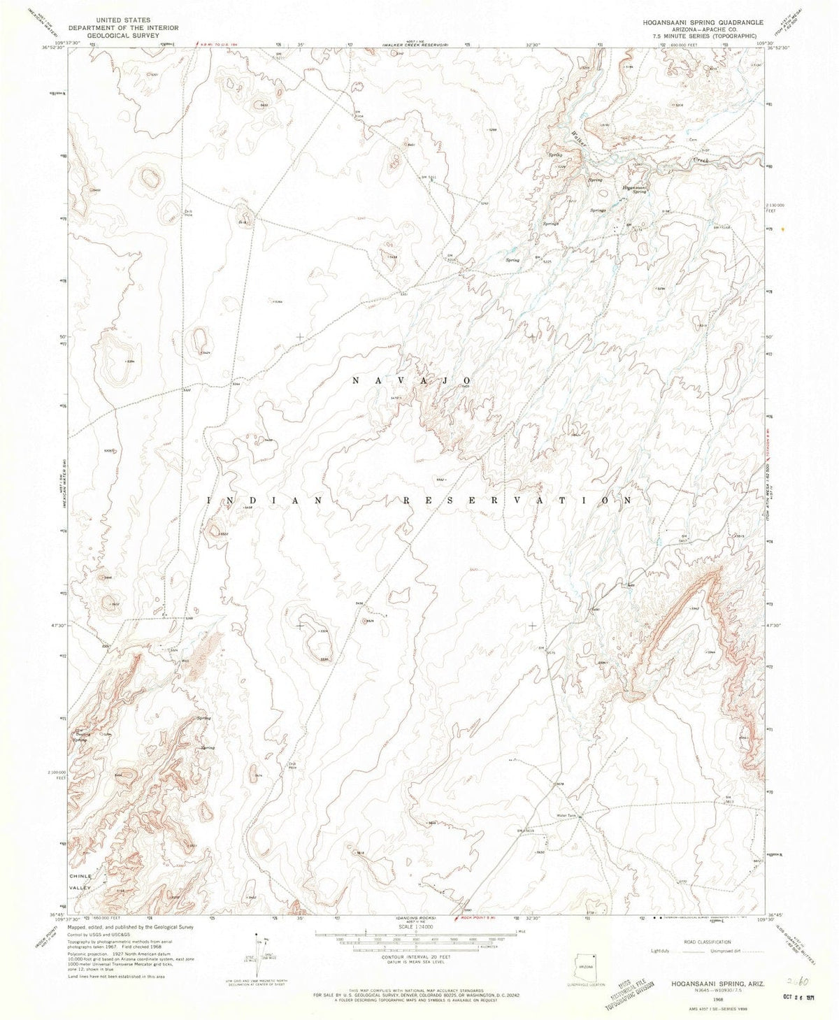 1968 Hogansaani Spring, AZ - Arizona - USGS Topographic Map