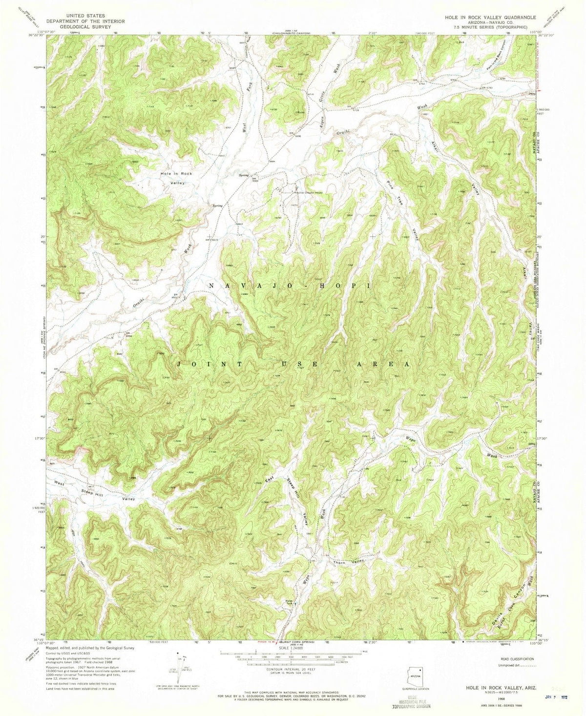 1968 Hole in Rock Valley, AZ - Arizona - USGS Topographic Map