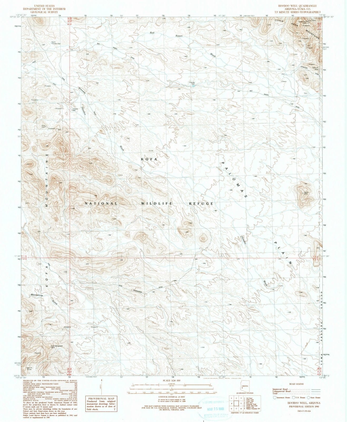 1990 Hoodoo Well, AZ - Arizona - USGS Topographic Map