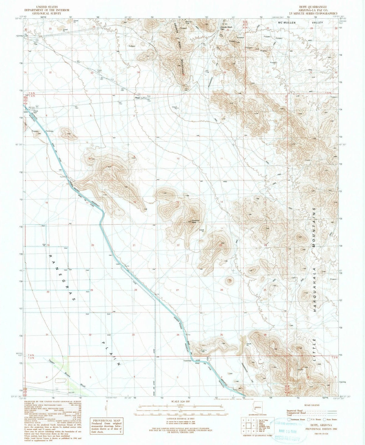 1990 Hope, AZ - Arizona - USGS Topographic Map v3
