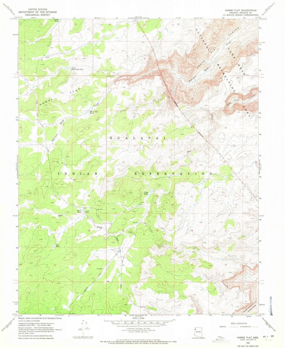 1968 Horse Flat, AZ - Arizona - USGS Topographic Map