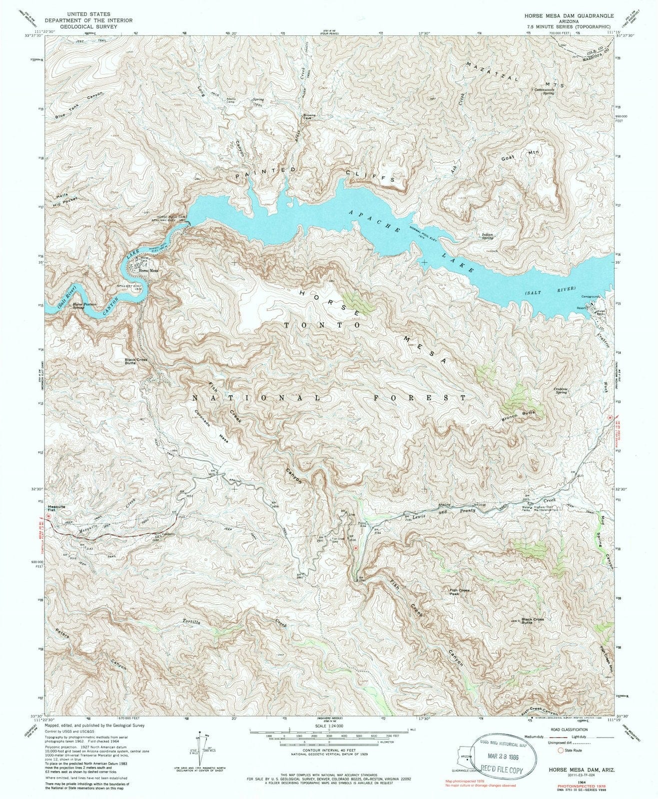 1964 Horse Mesaam, AZ - Arizona - USGS Topographic Map