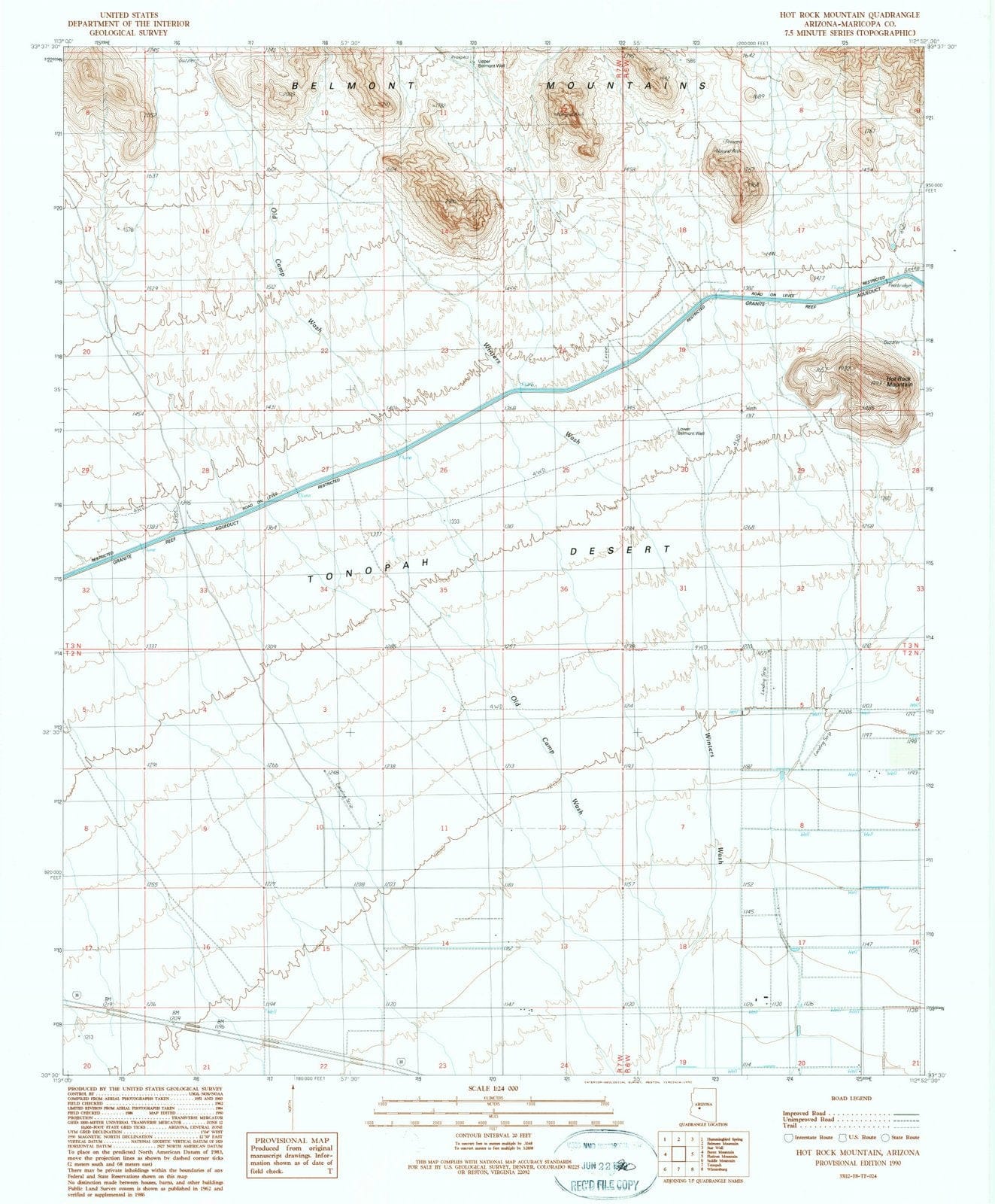 1990 Hot Rock Mountain, AZ - Arizona - USGS Topographic Map