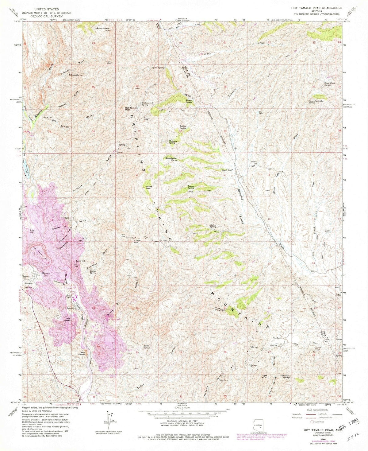 1964 Hot Tamale Peak, AZ - Arizona - USGS Topographic Map