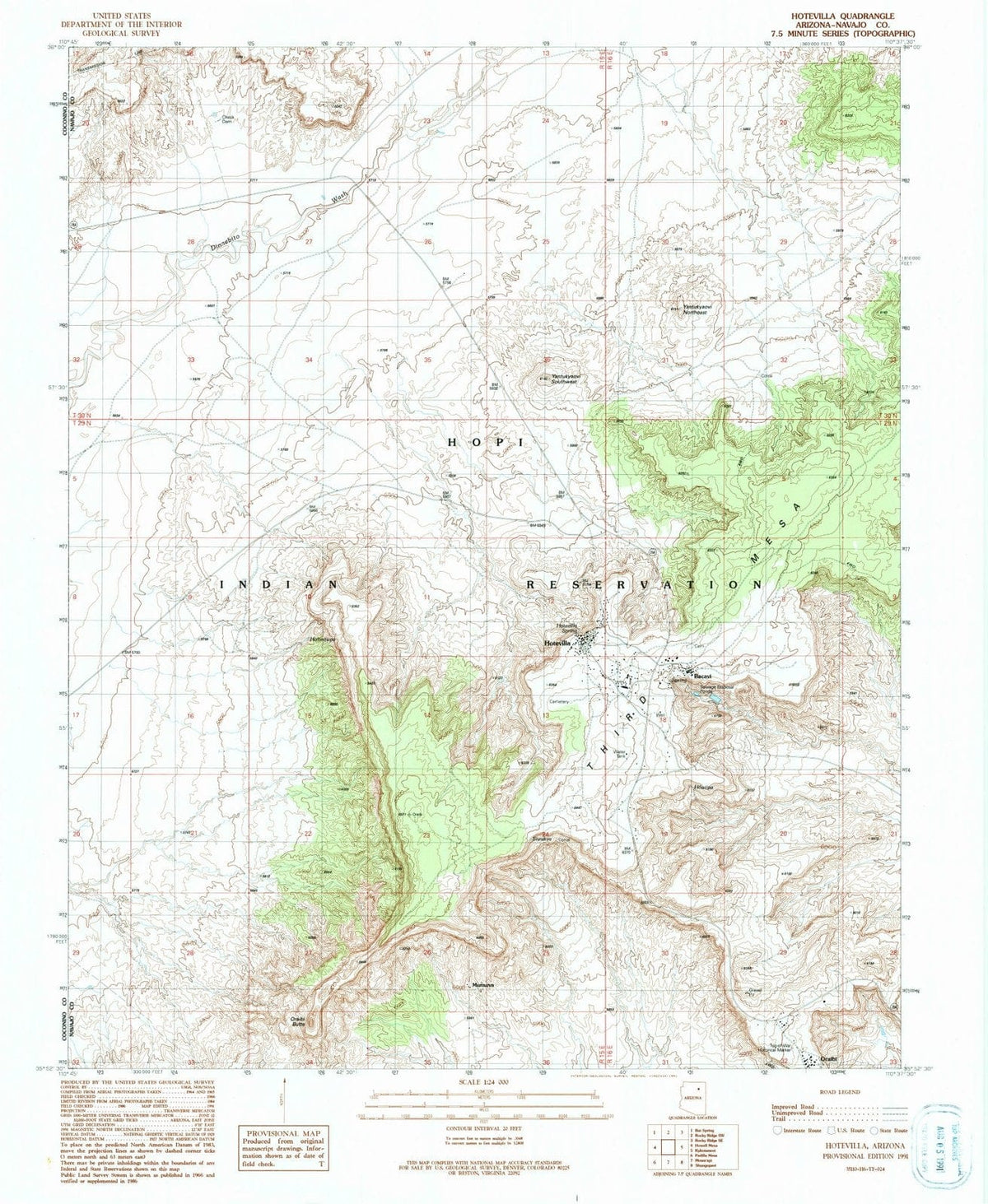 1991 Hotevilla, AZ - Arizona - USGS Topographic Map