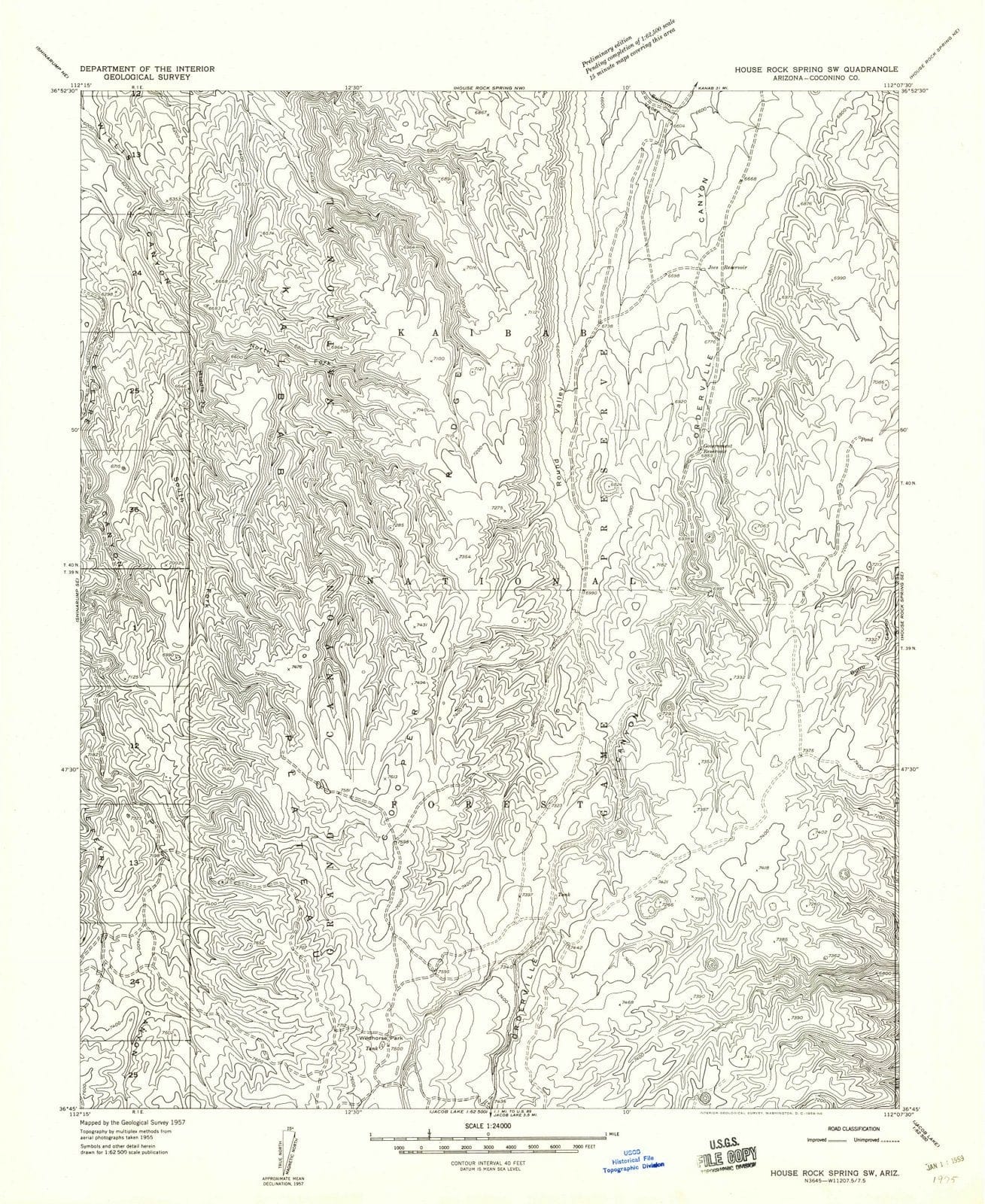 1957 House Rock Spring, AZ - Arizona - USGS Topographic Map