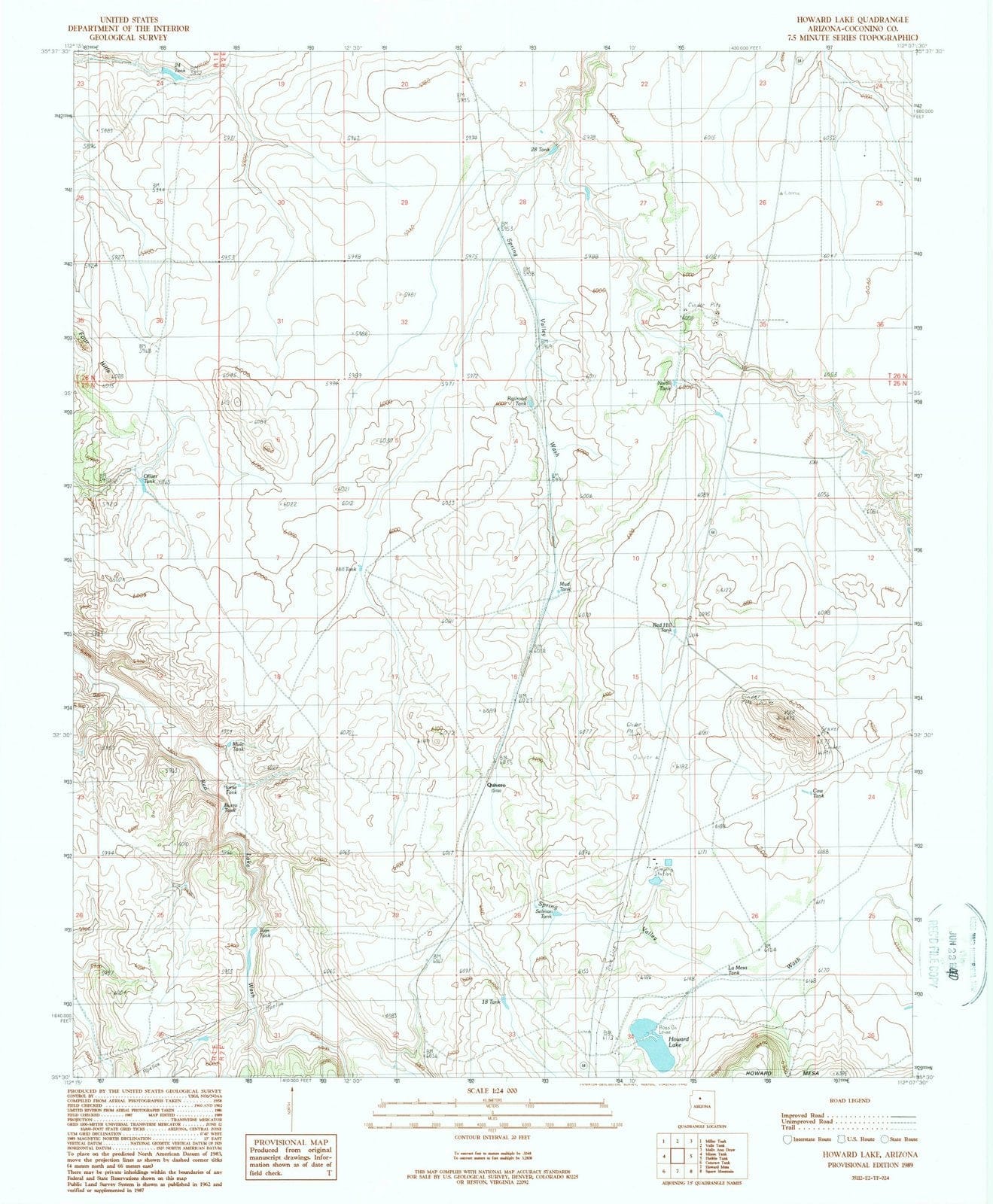 1989 Howard Lake, AZ - Arizona - USGS Topographic Map