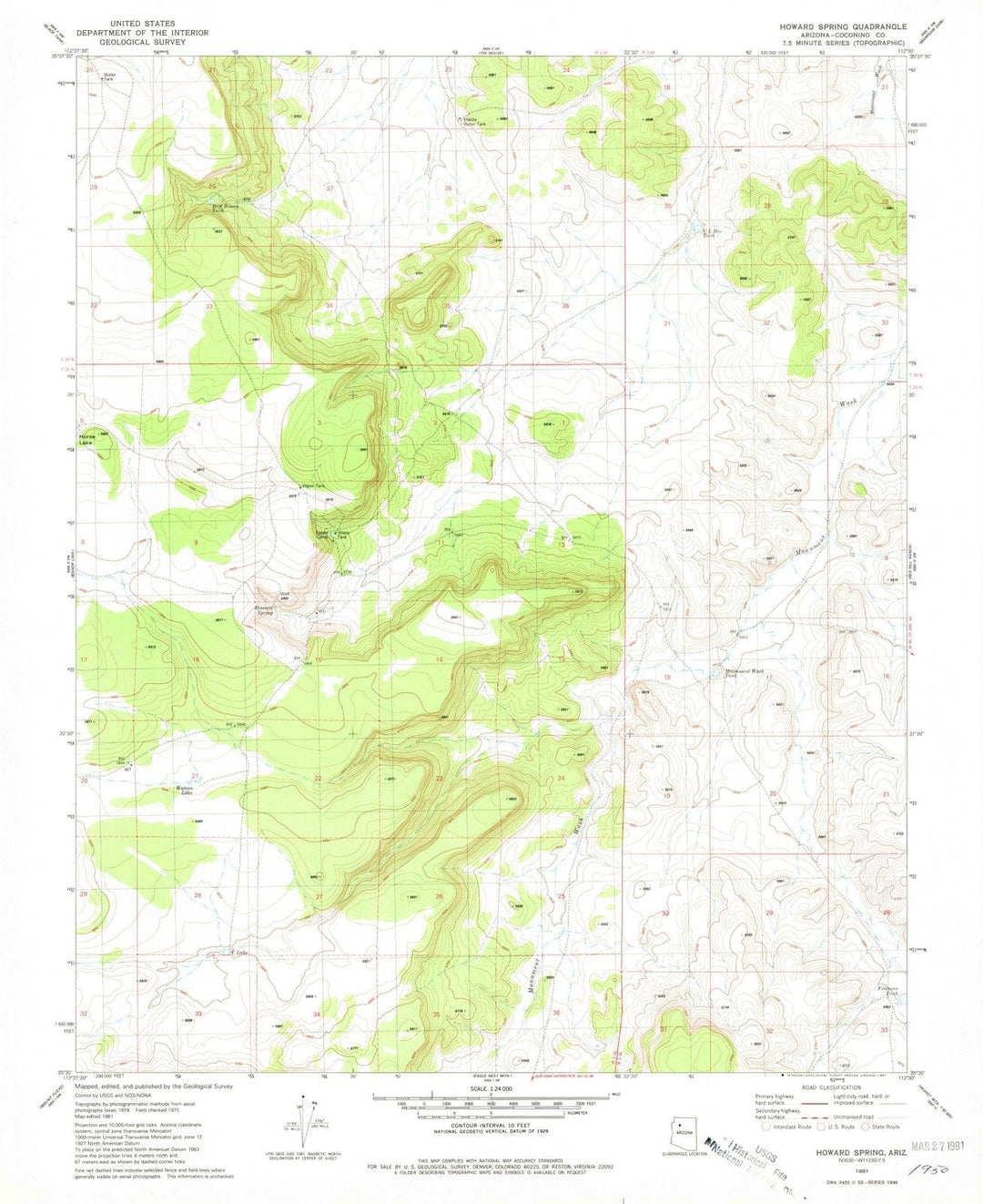 1981 Howard Spring, AZ - Arizona - USGS Topographic Map