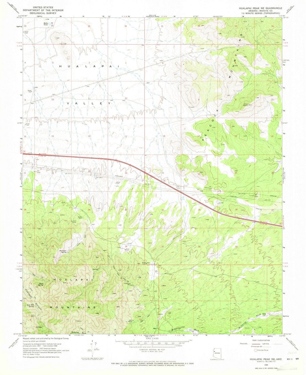 1968 Hualapai Peak, AZ - Arizona - USGS Topographic Map