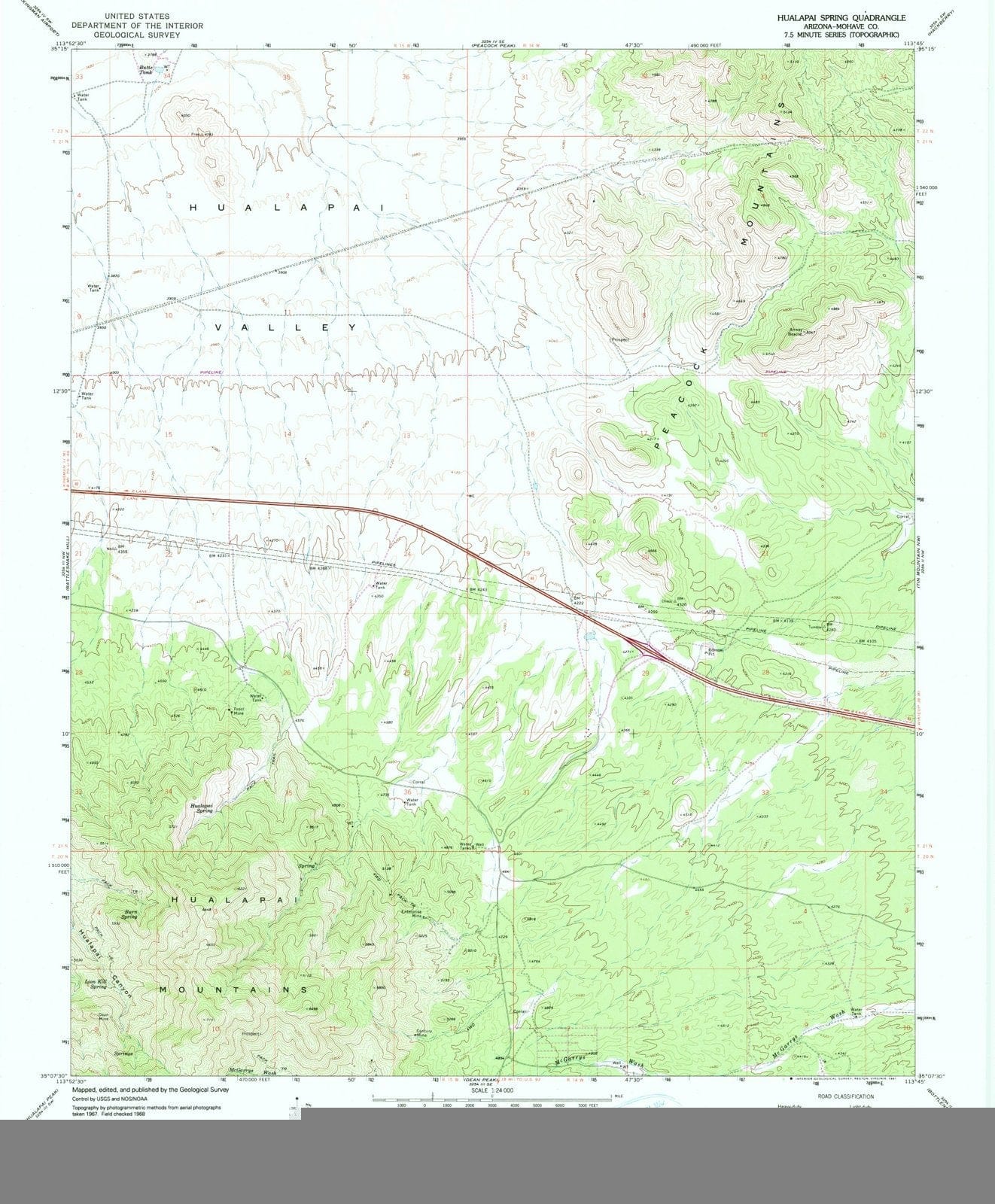 1968 Hualapai Spring, AZ - Arizona - USGS Topographic Map